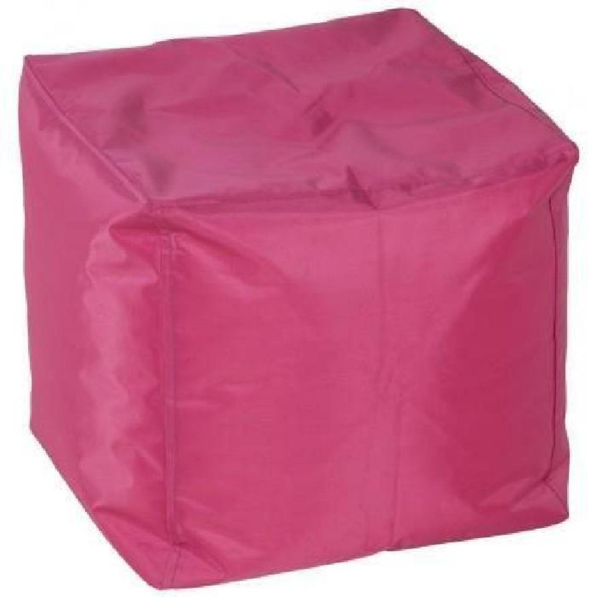 Pouf carré CALANDRE en textile (rose) pas cher
