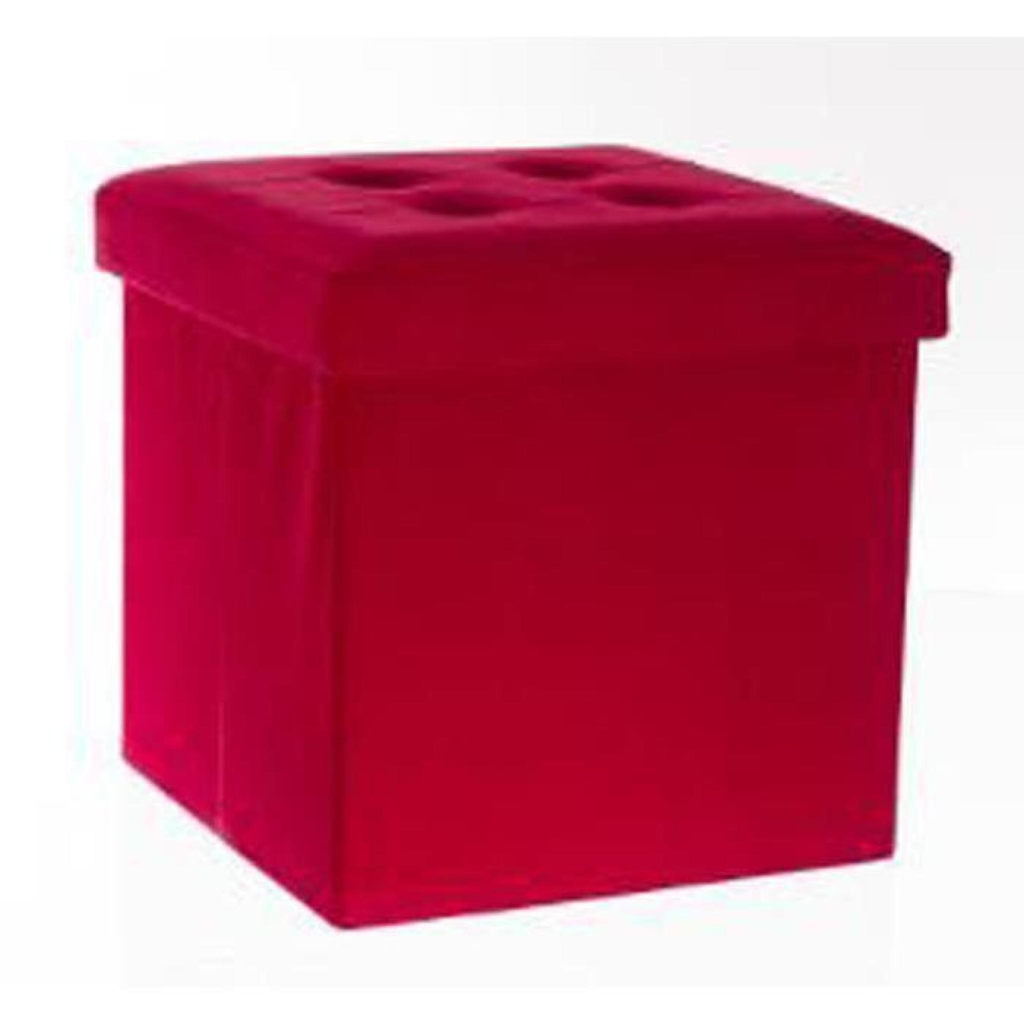 Pouf coloris rouge - Dim : L.38 x l.38 x h.38 cm
