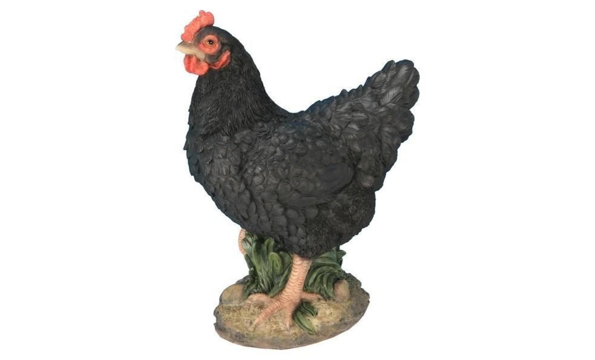 poule naine noire 27 cm   en résine   200349
