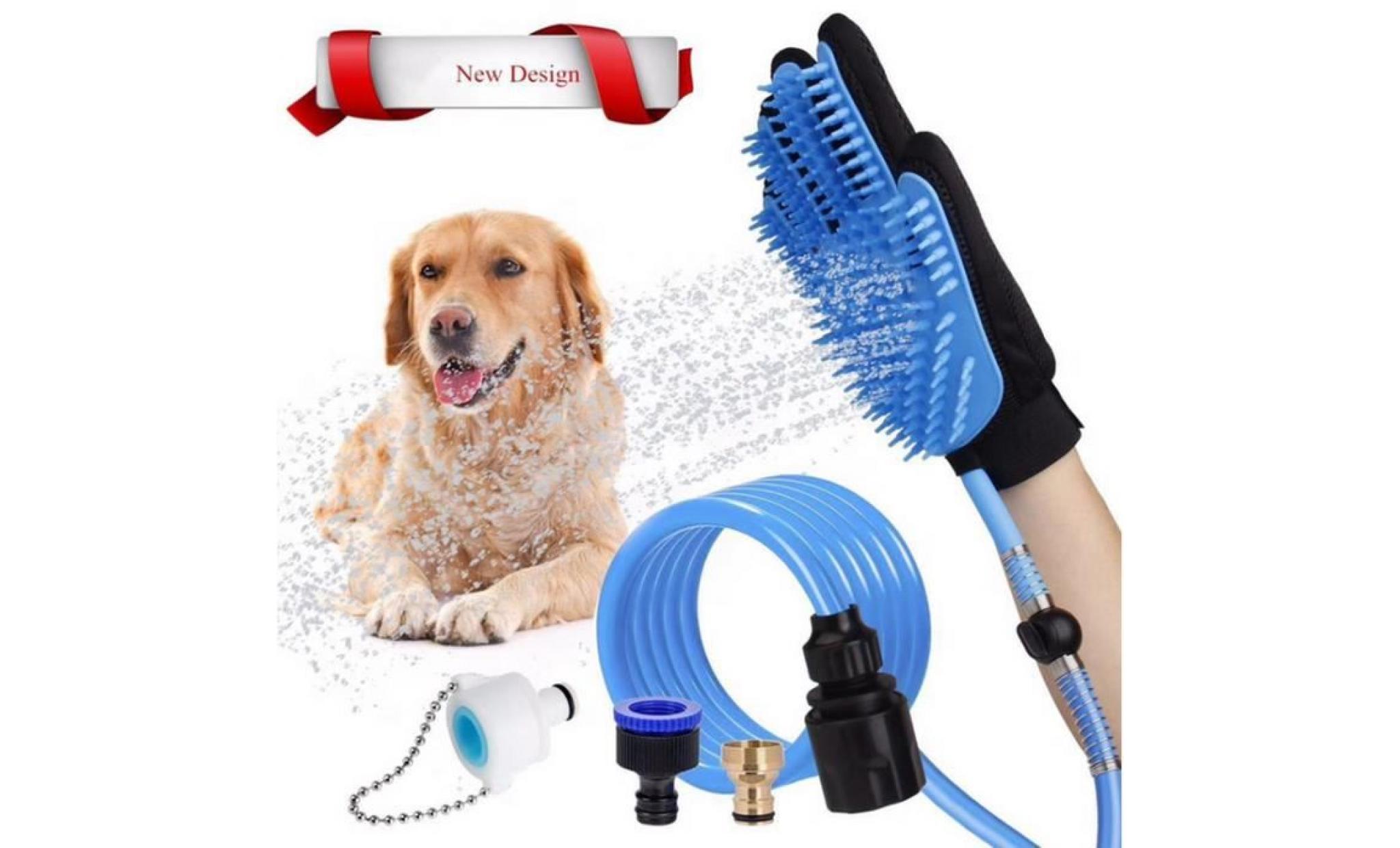 pulvérisateur de douche pour animaux de compagnie, multi functional pet shower tool avec brosse, pour chien chat et cheval usage ext