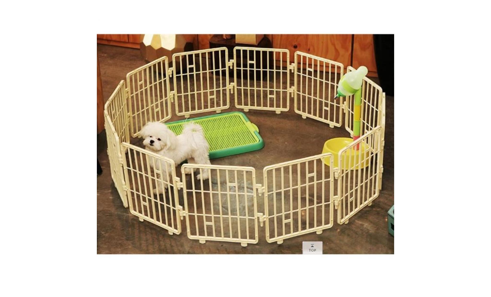 purmipet chien barrière de clôture en plastique intérieur extérieur clôtures kennel cage stylo de jeu avec 12 pièces de couleur ivo pas cher