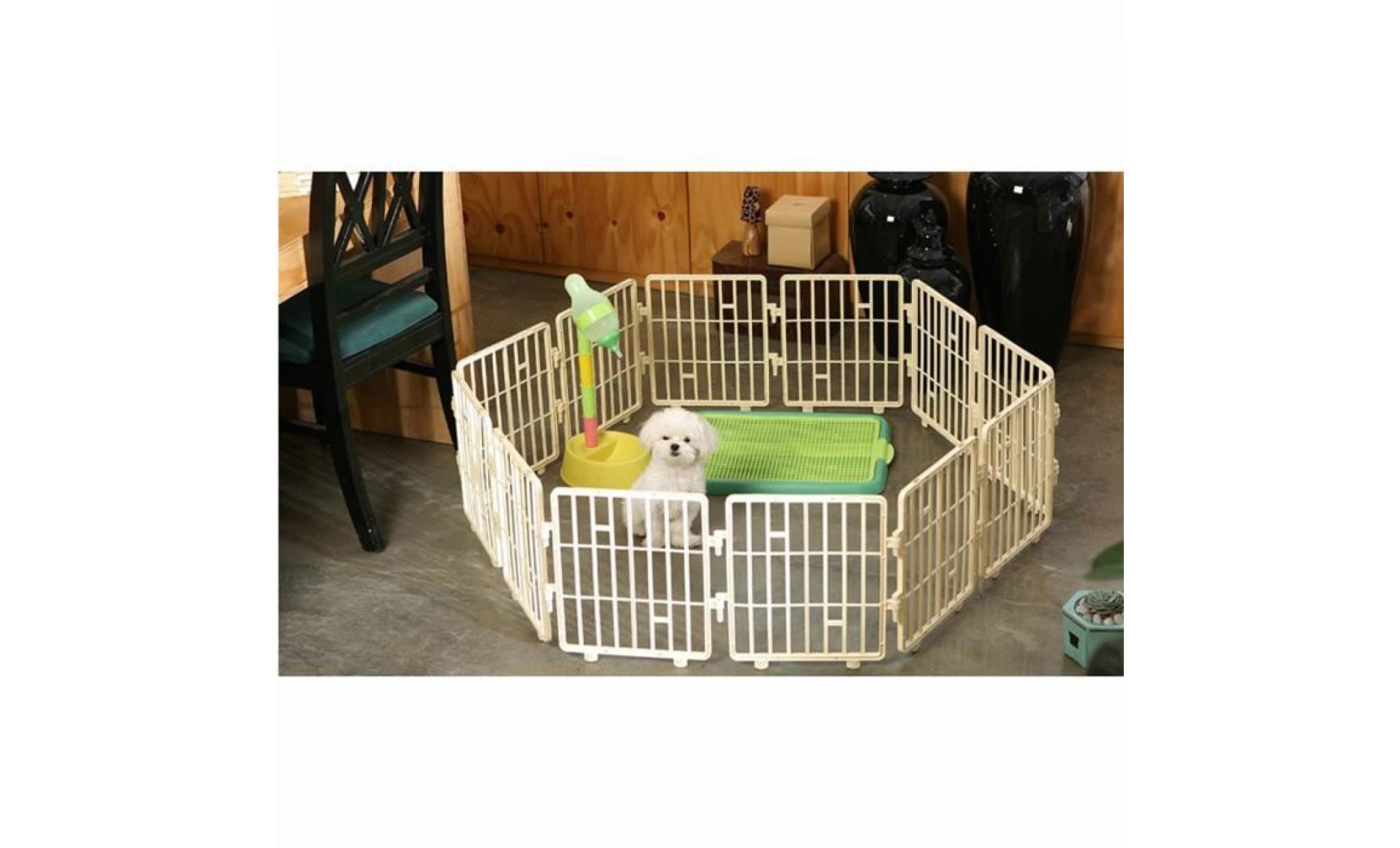 purmipet chien barrière de clôture en plastique intérieur extérieur clôtures kennel cage stylo de jeu avec 12 pièces de couleur ivo pas cher