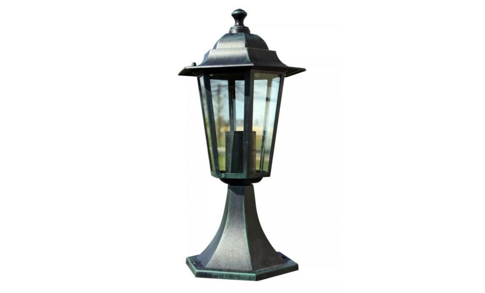 r138 ce lampadaire de 41 cm a 1 lampe en verre transparent. il est adapte a l'eclairage du jardin ou d'une allee de jard