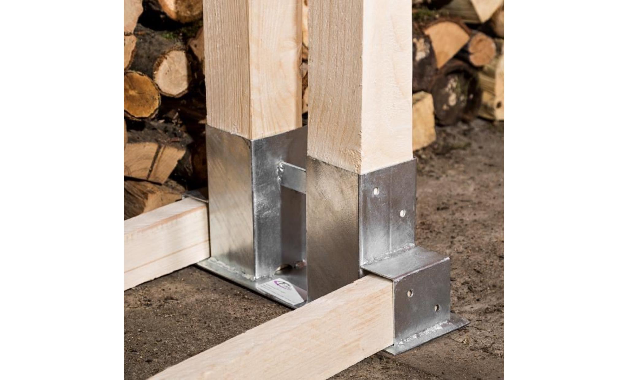 tectake 2 supports serre bûche pour empiler du bois de chauffage en acier 34 cm x 10 cm x 15 cm gris pas cher