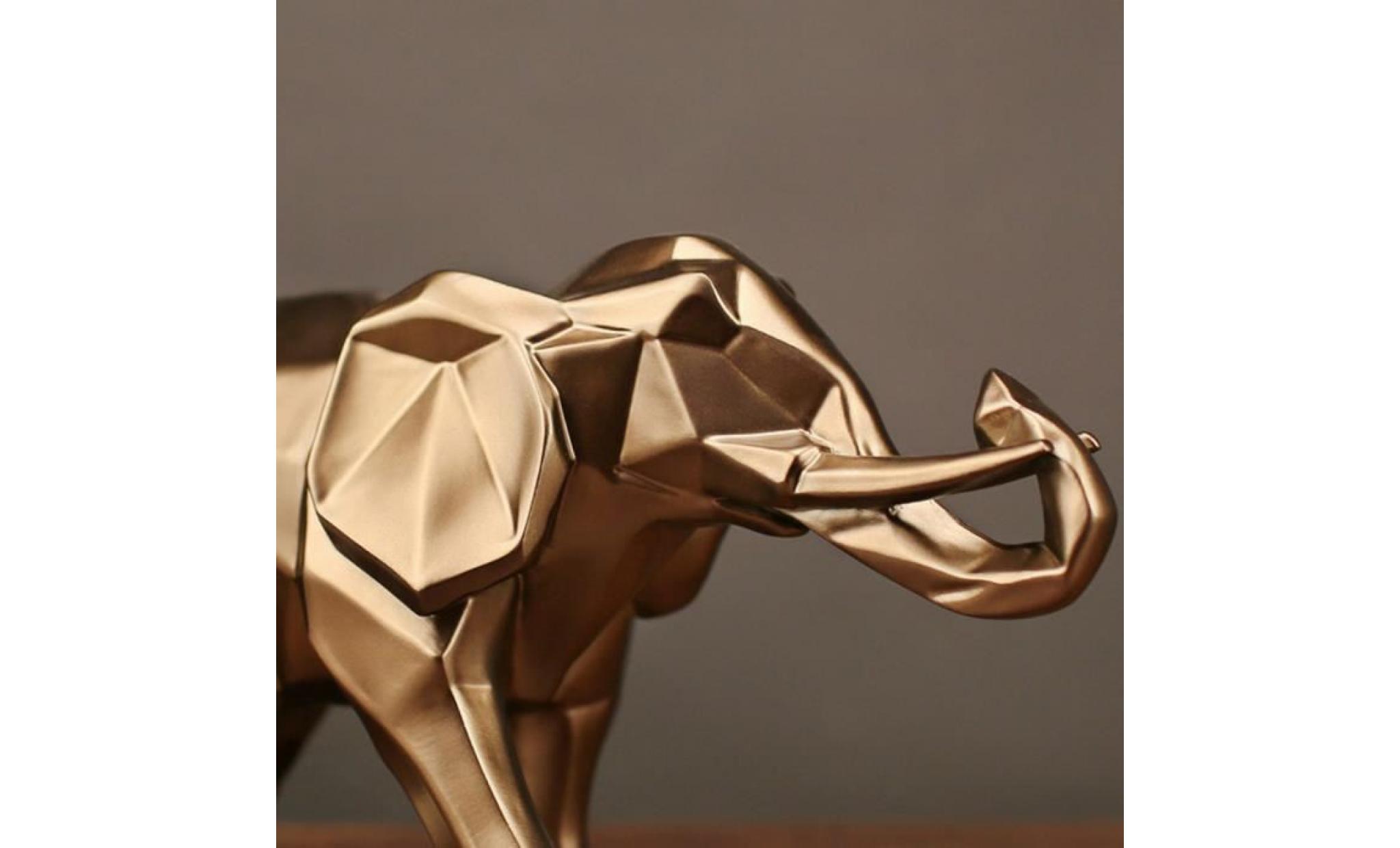 résine géométrique Éléphant statue artisanat richesse chance rétro cuivre animal statue maison décoration ornements pas cher