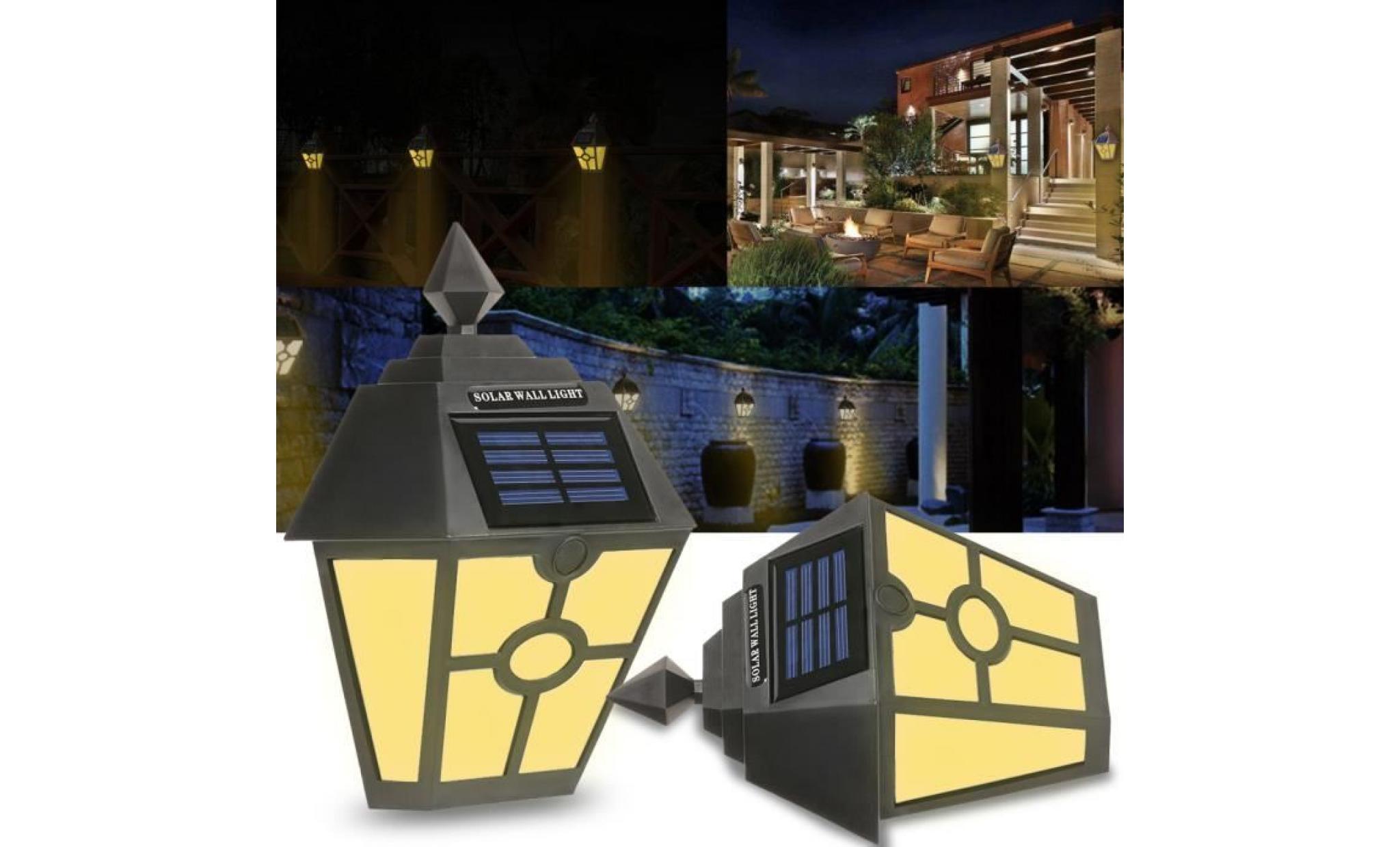 rétro ip65 lumière de nuit capteur d'induction led applique Énergie solaire pour jardin cour clôture couloir patio noir pas cher