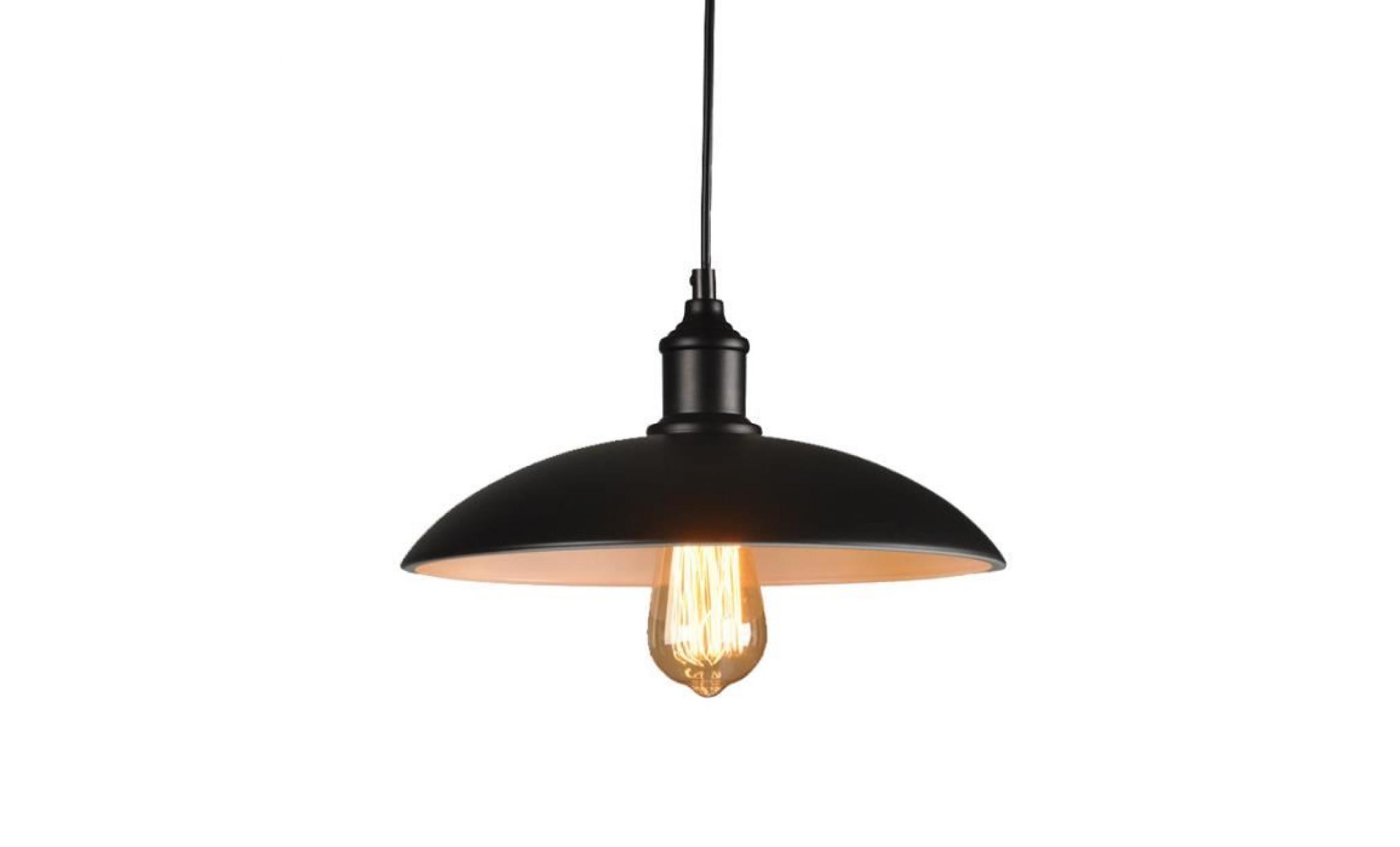 rétro lampe suspension abat jour eclairage de plafond style industrielle vintage  40 cm * noir
