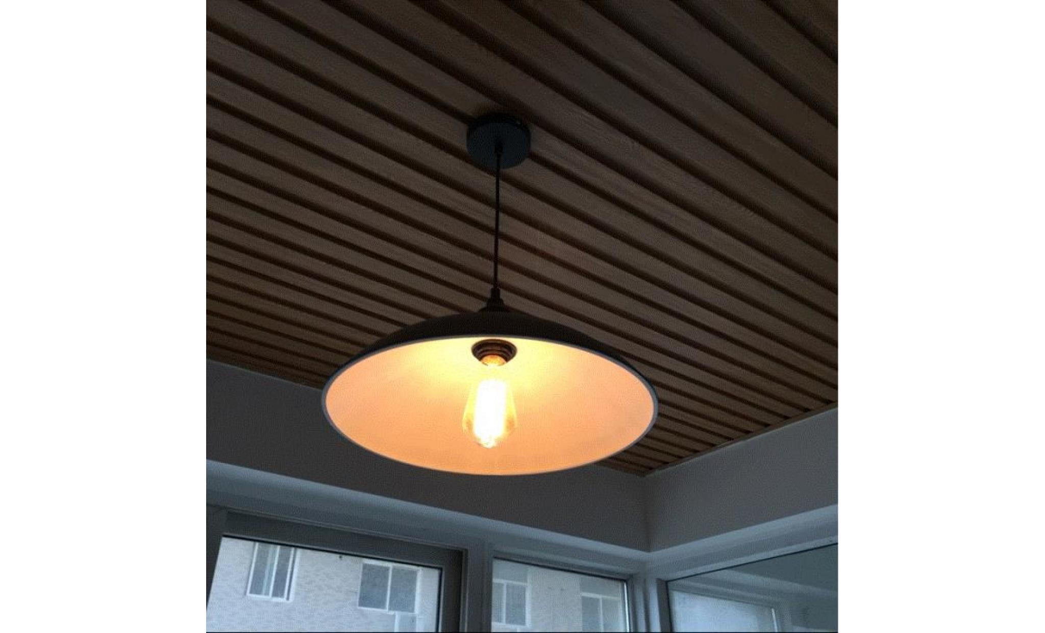 rétro lampe suspension abat jour eclairage de plafond style industrielle vintage  40 cm * noir pas cher