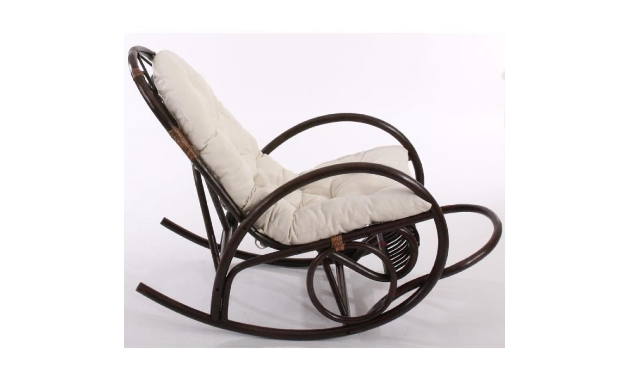 rocking chair fauteuil à bascule derby, bois marron, avec coussin. pas cher