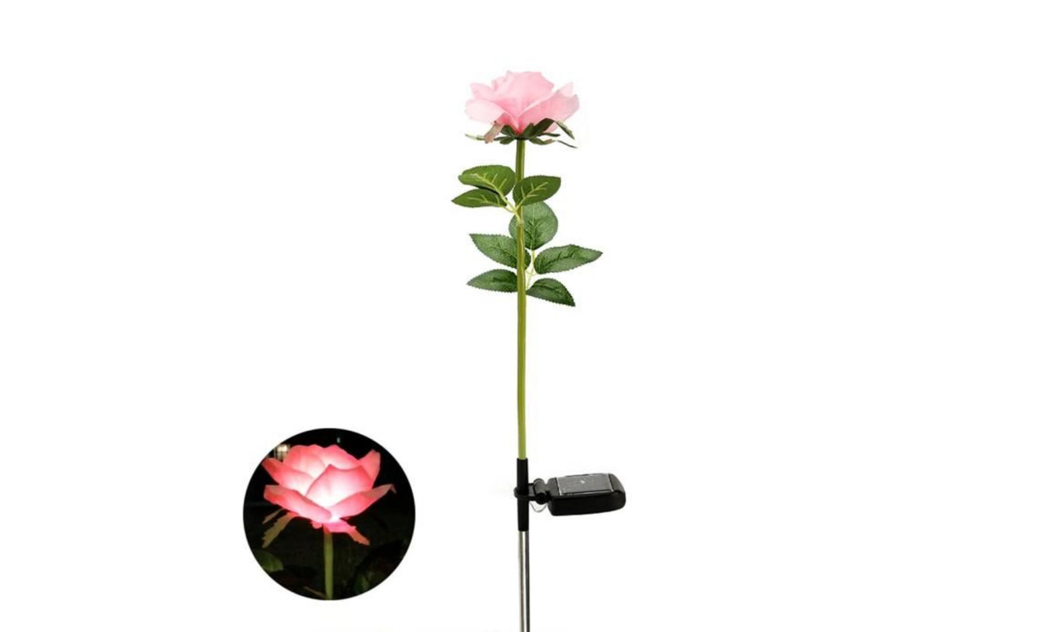 rose l'énergie solaire led unique fausse rose fleur jeu de jardin paysage lampe extérieure cour décor de fête s'allume