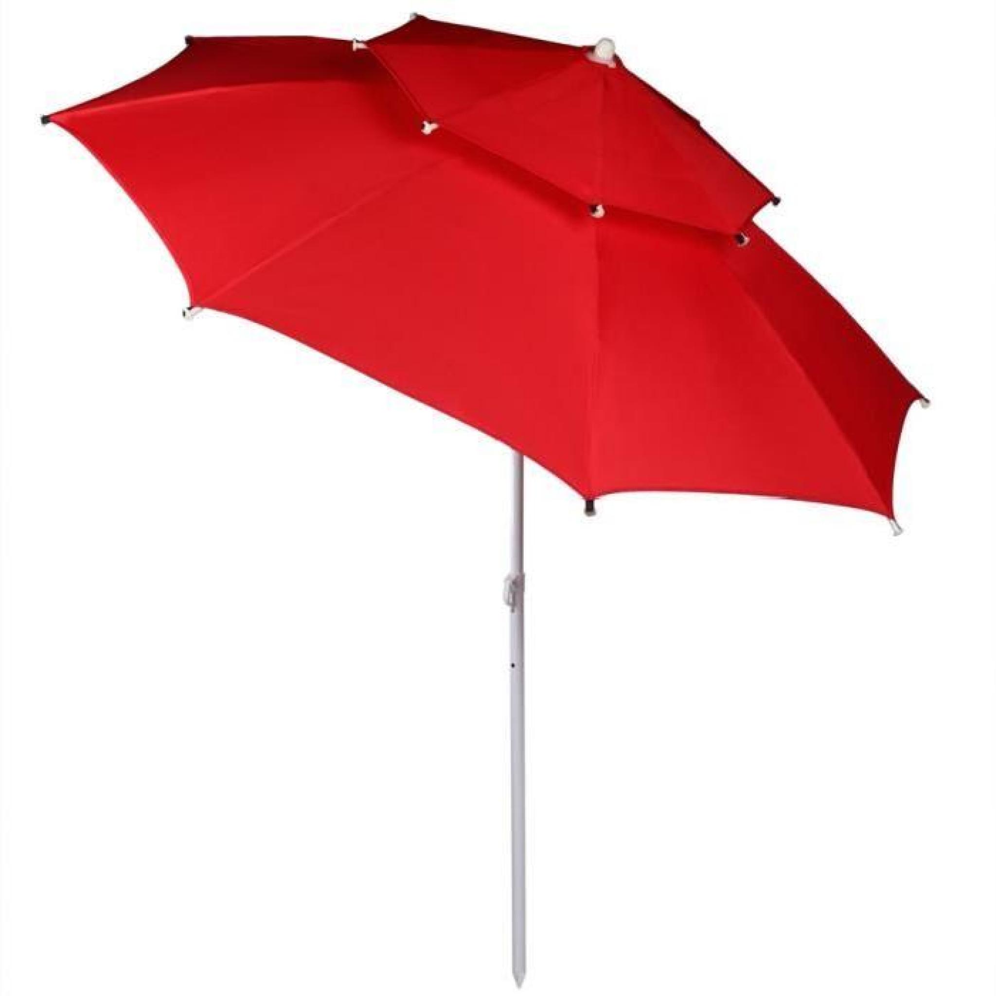 Rotation pliante 2 couches Patio parapluie extérieur plage avec Carry Bag rouge