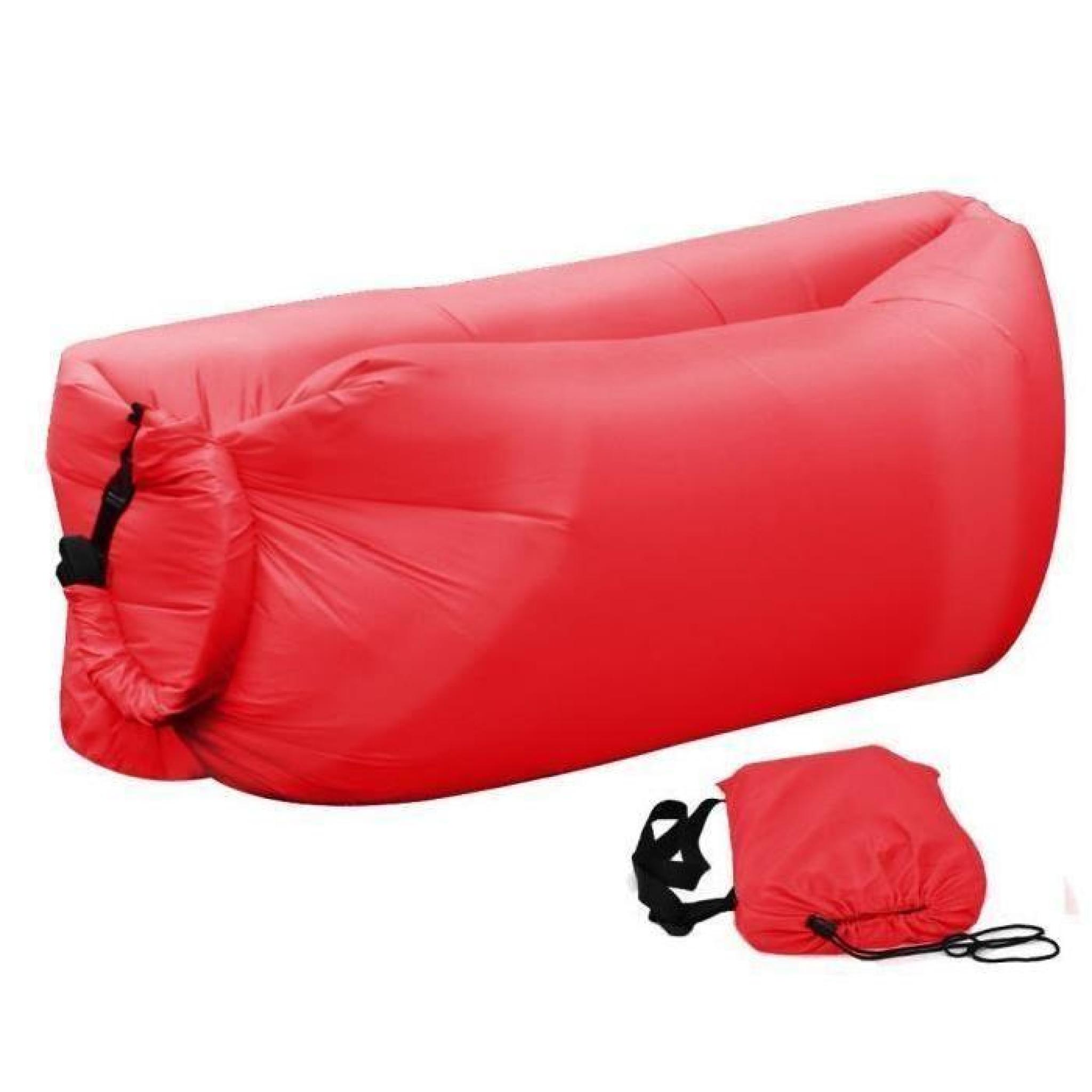 Rouge  Portable en plein air gonflable Canapé Sofa gonflable Lounger Air Sac housse pour barbecue Beach Camping