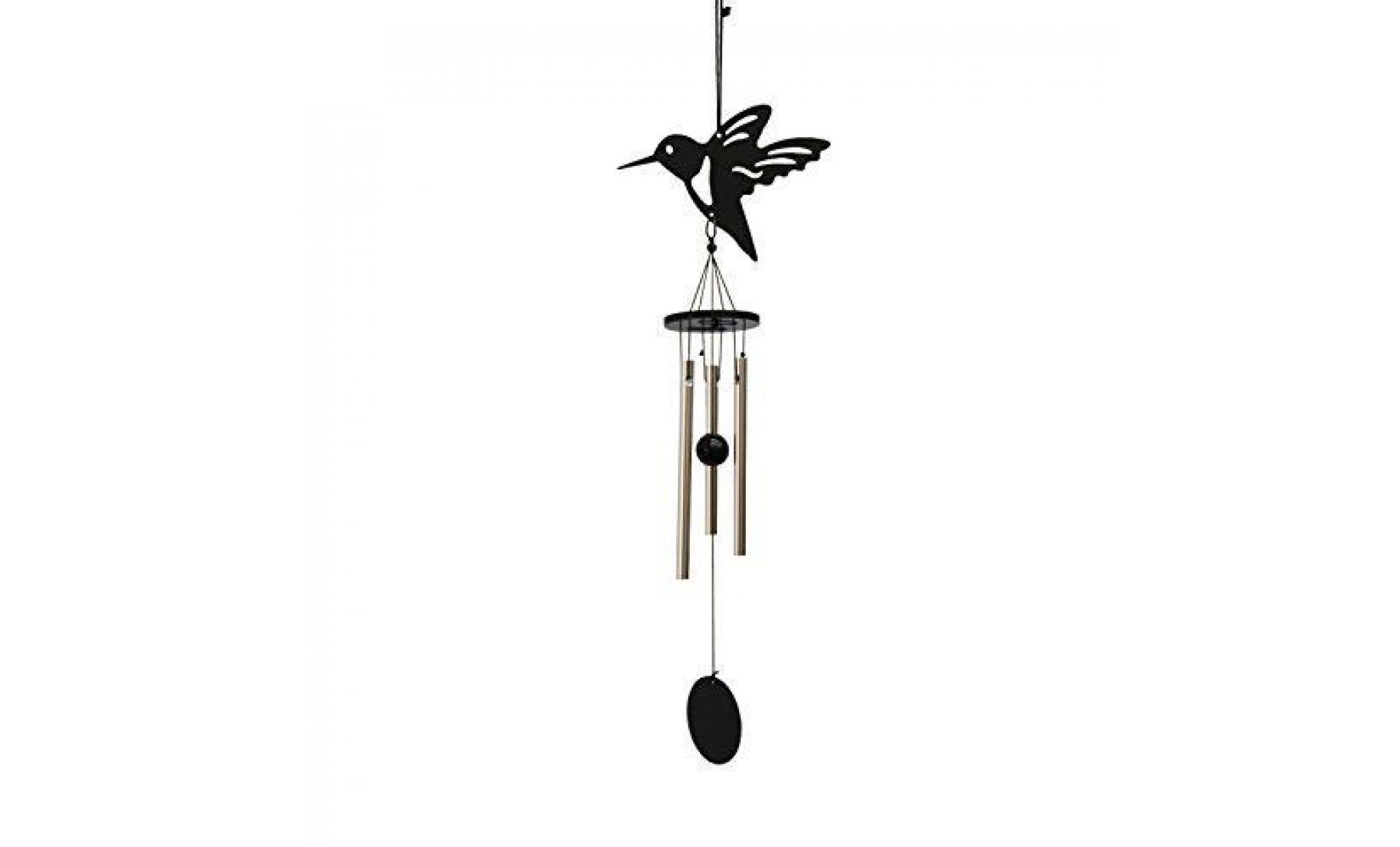 runfon carillon de vent 3 tubes cloches métallique feng shui décoration suspendue   oiseau