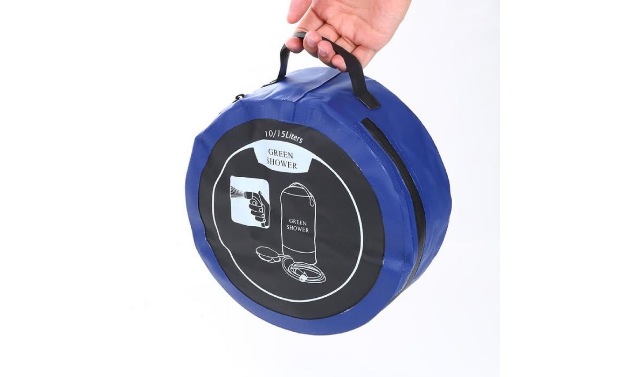 sac de douche portatif en plein air, sac de randonnée de camping de 10 litres avec pompe à pied et buse de douche à pression
