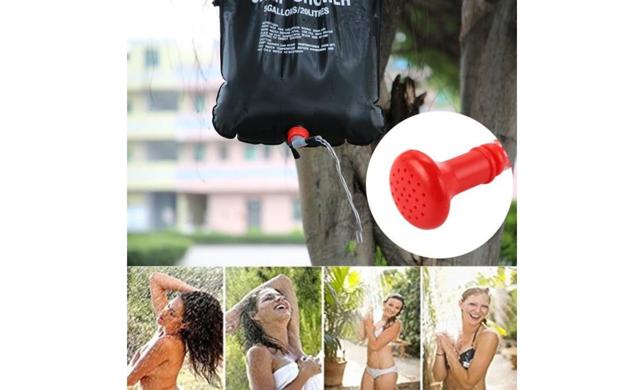 sac de douche solaire 20 litres pour camping randonnée, escalade pas cher