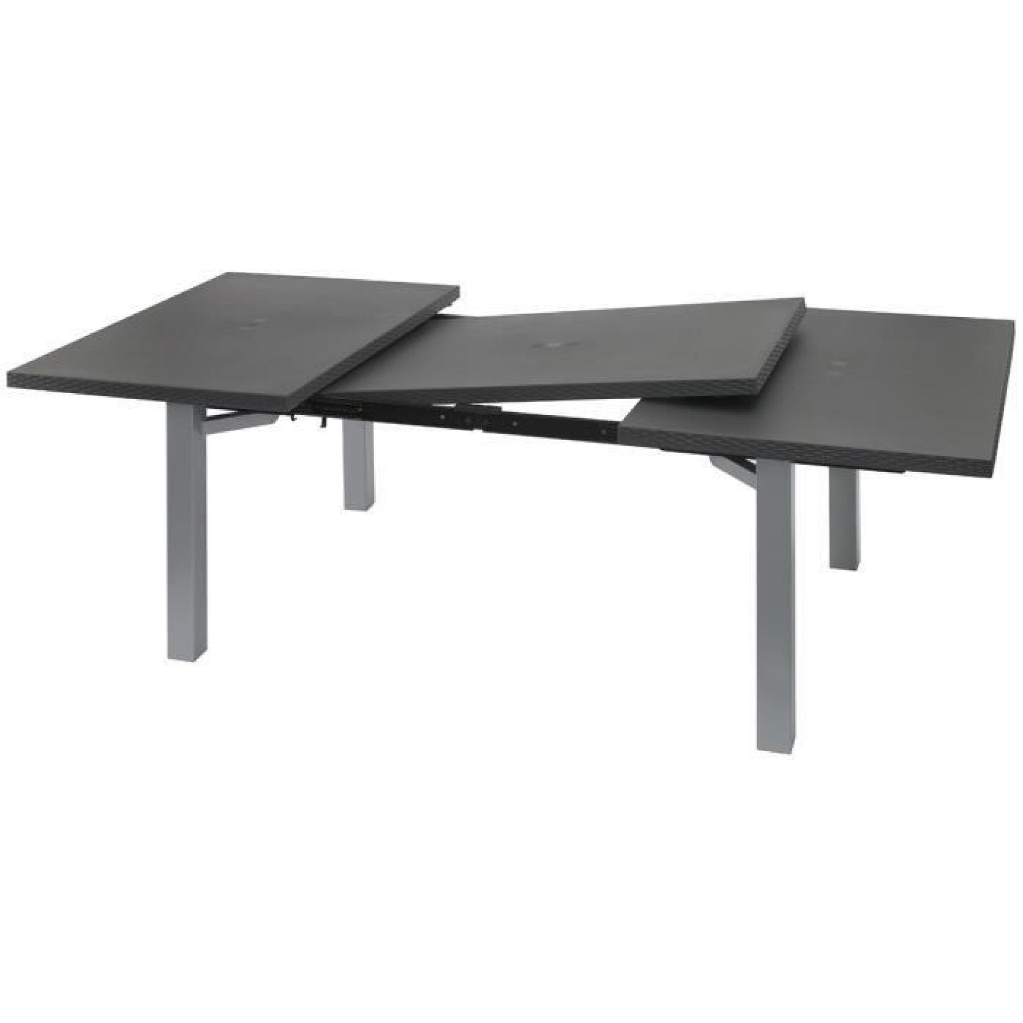 Salon de jardin Ineo - 1 table rectangulaire + 8 fauteuils anthracite pas cher