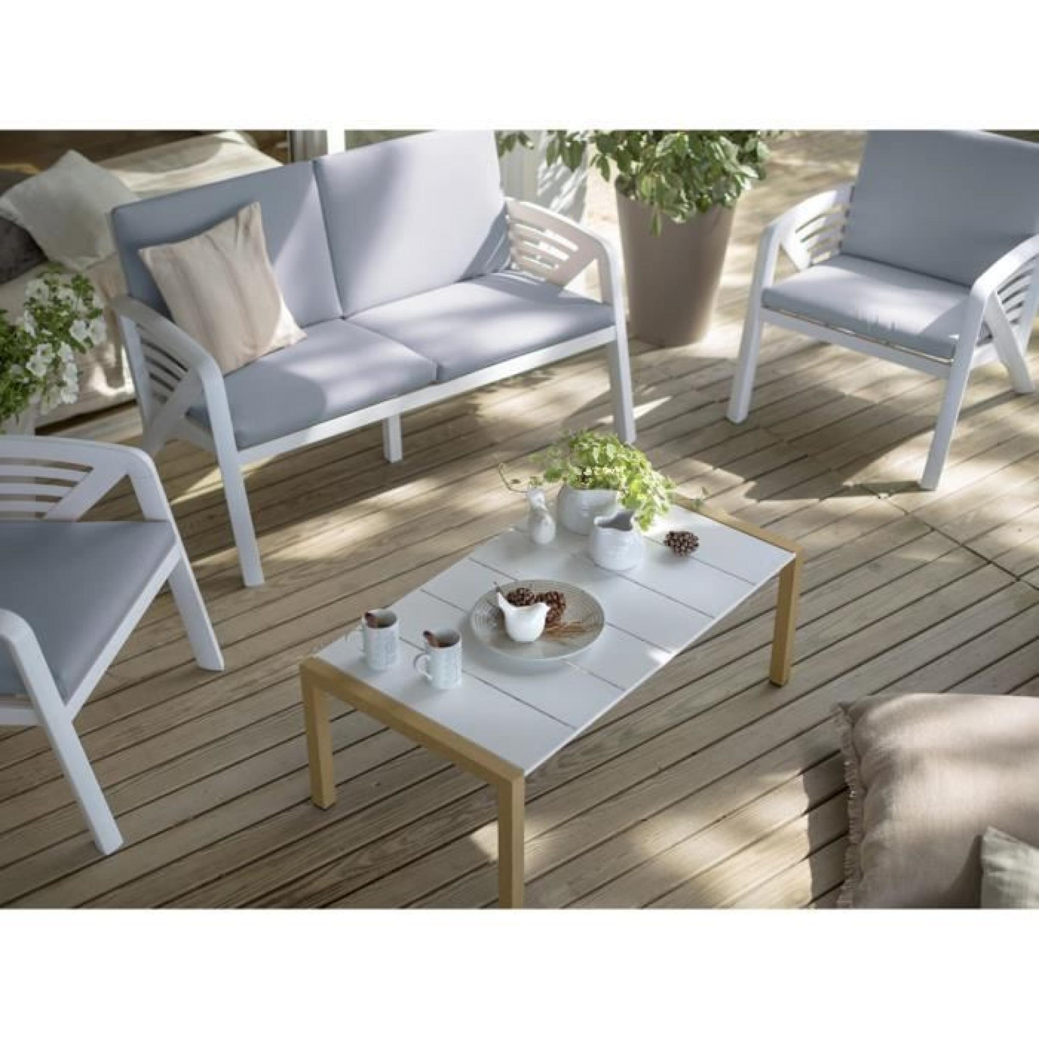 Salon de jardin Lounge Sunday Copenhague - 1 canapé + 2 fauteuils + 1 table basse pas cher