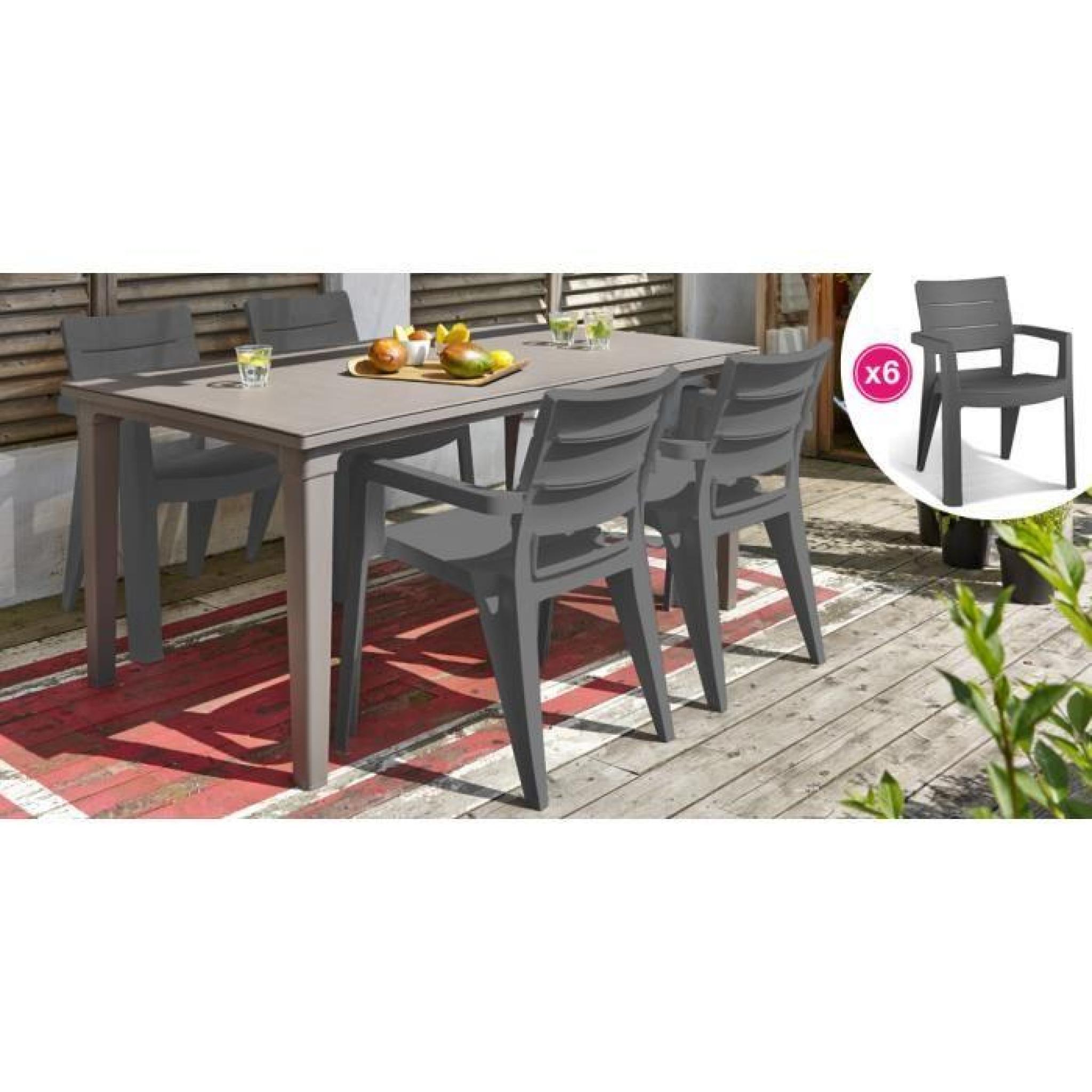  Salon de jardin: table  cappuccino + 6 fauteuils  graphite