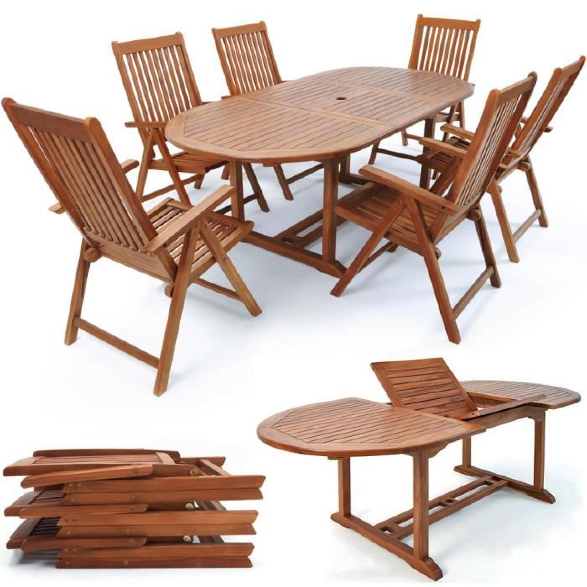 Salon de jardin Vanamo - Ensemble 7 pièces table et chaises en Bois dur 