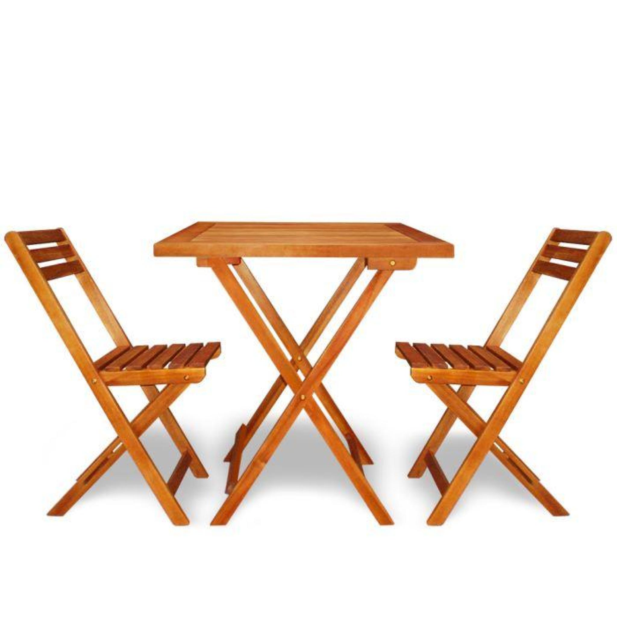 Salon de jardin en acacia 2 chaises 1 table