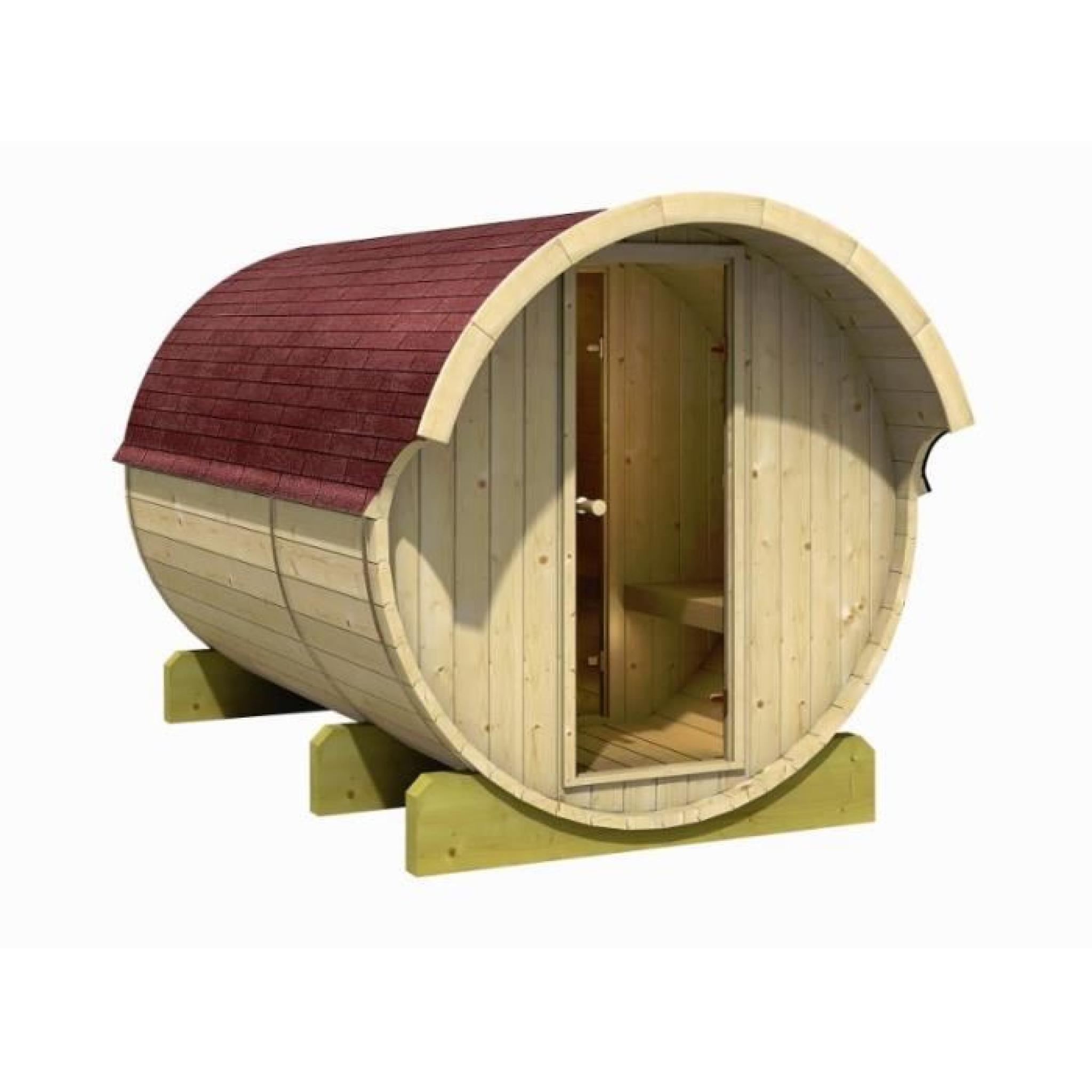 Sauna Chalet Extérieur 42 mm Tonneau 6.73 m3 Avec Bardeaux