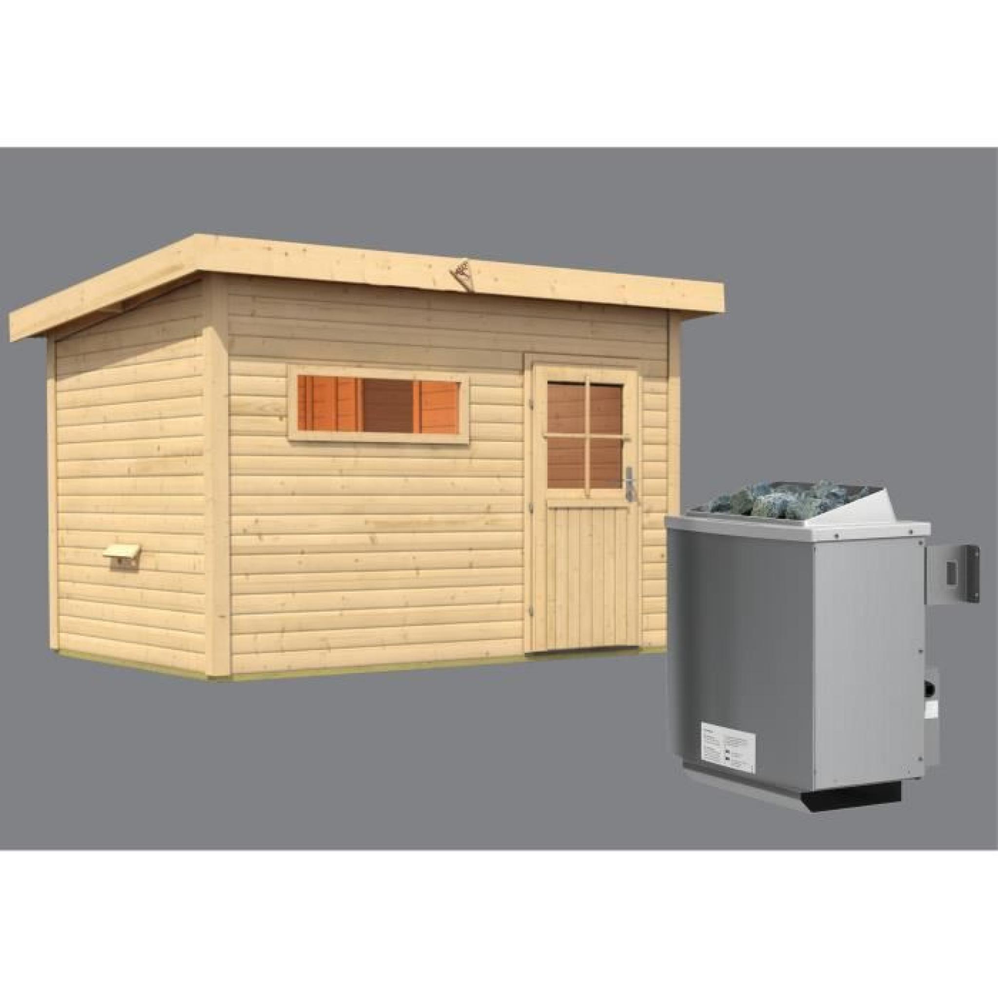 Sauna d'extérieur 38 mm SKROLLAN 2 avec Poêle 9 kW Réglage Interne pas cher
