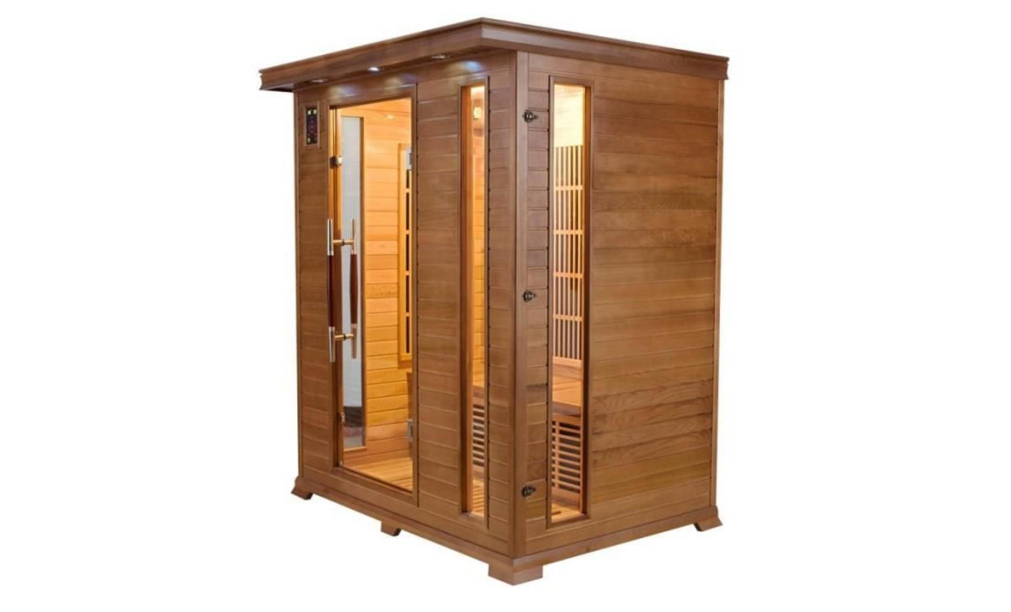 sauna infrarouge luxe 3 places 153x110x190cm pas cher