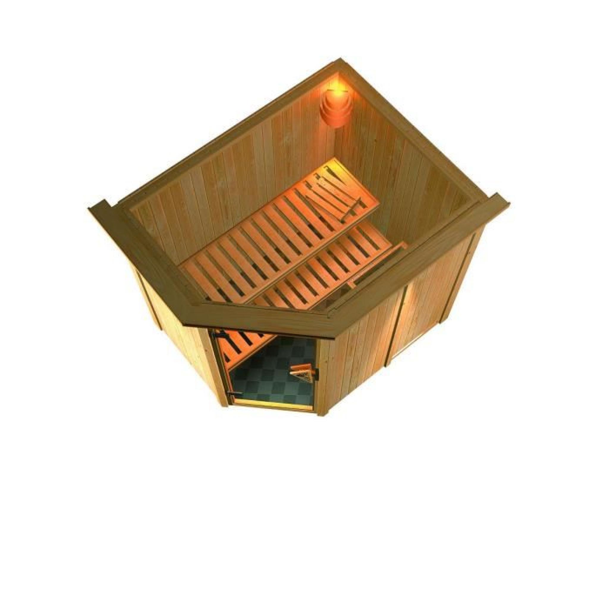 Sauna Traditionnel Carin 2 68 mm Avec Couronne 210 x 165 x 202 cm KARIBU pas cher