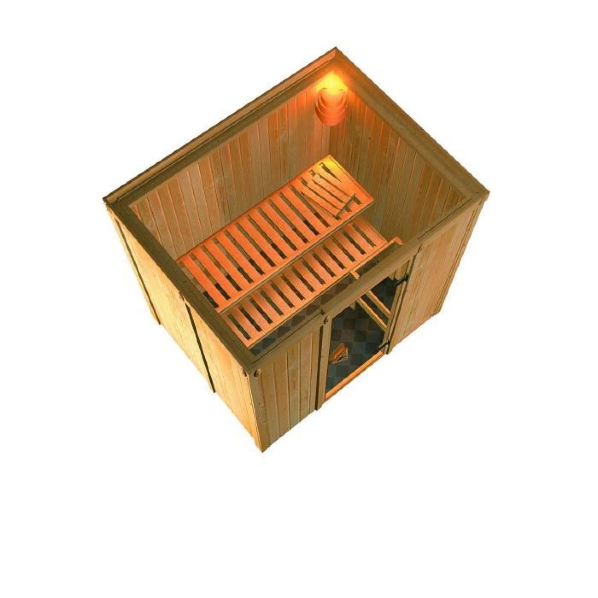 Sauna Traditionnel Fanja 2 68 mm avec Couronne Plug and Play 210 x 165 x 205 cm KARIBU pas cher