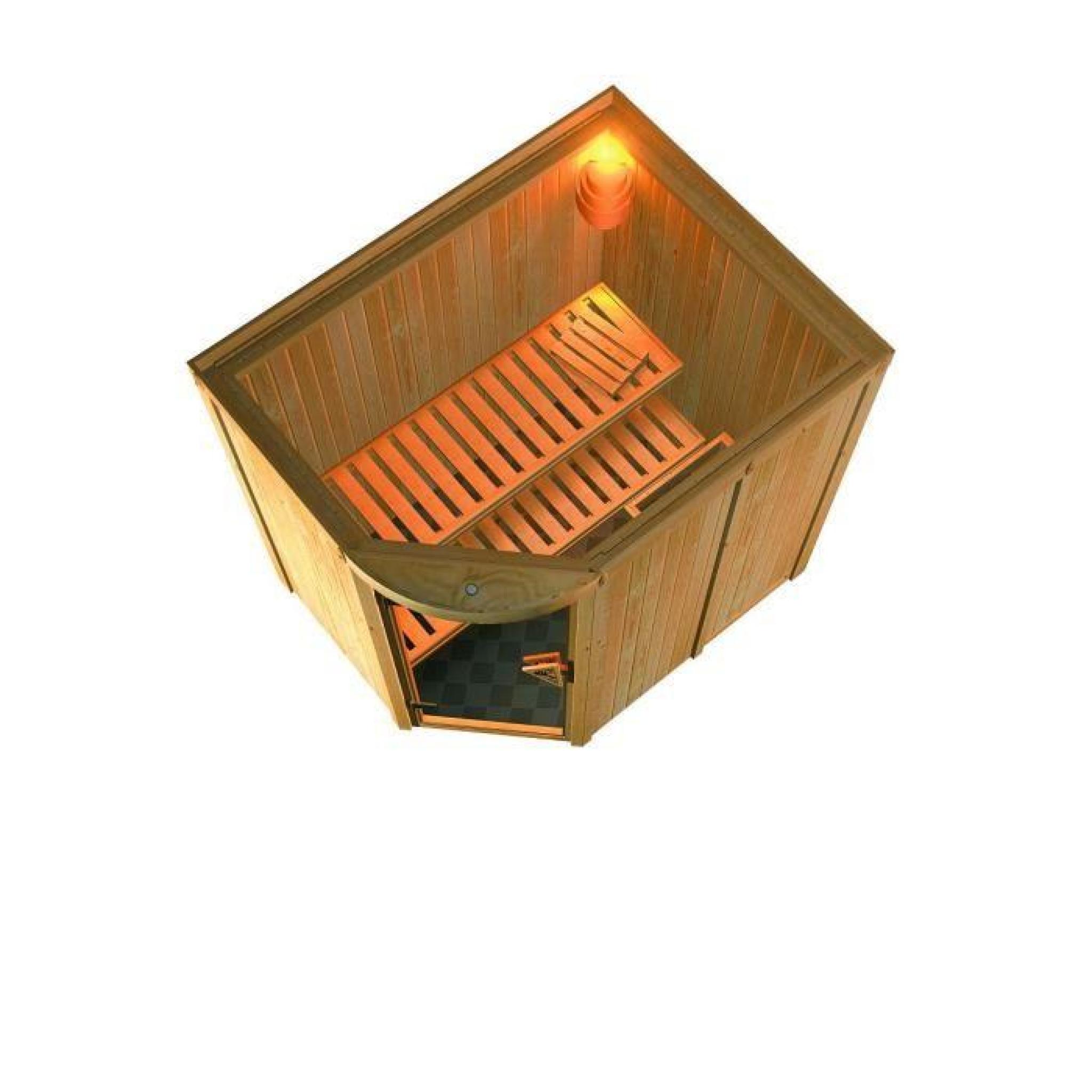 Sauna Traditionnel Lavea 68 mm avec Couronne arrondie 210 x 165 x 205 cm KARIBU pas cher