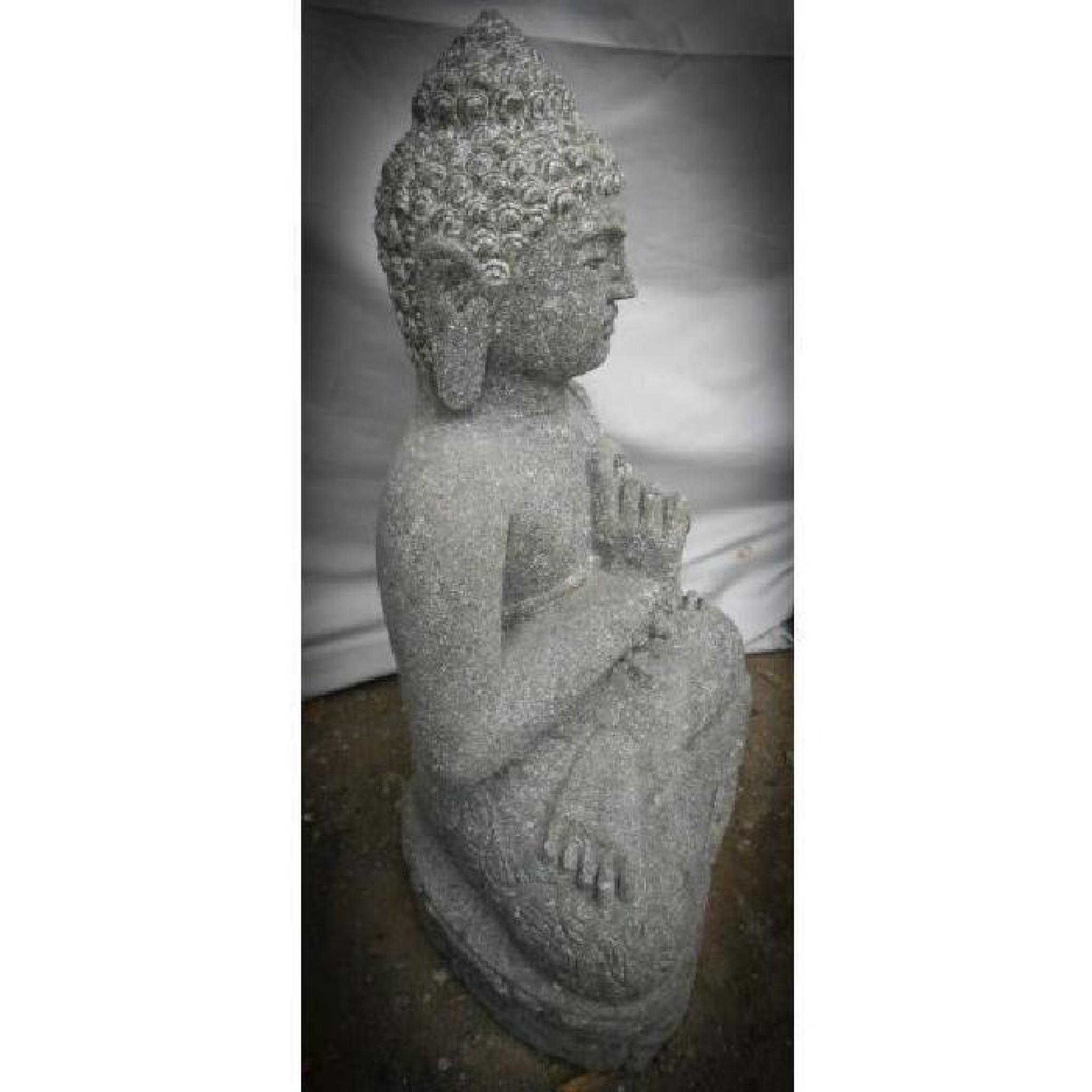 Sculpture en pierre volcanique de Bouddha position chakra jardin 50 cm pas cher