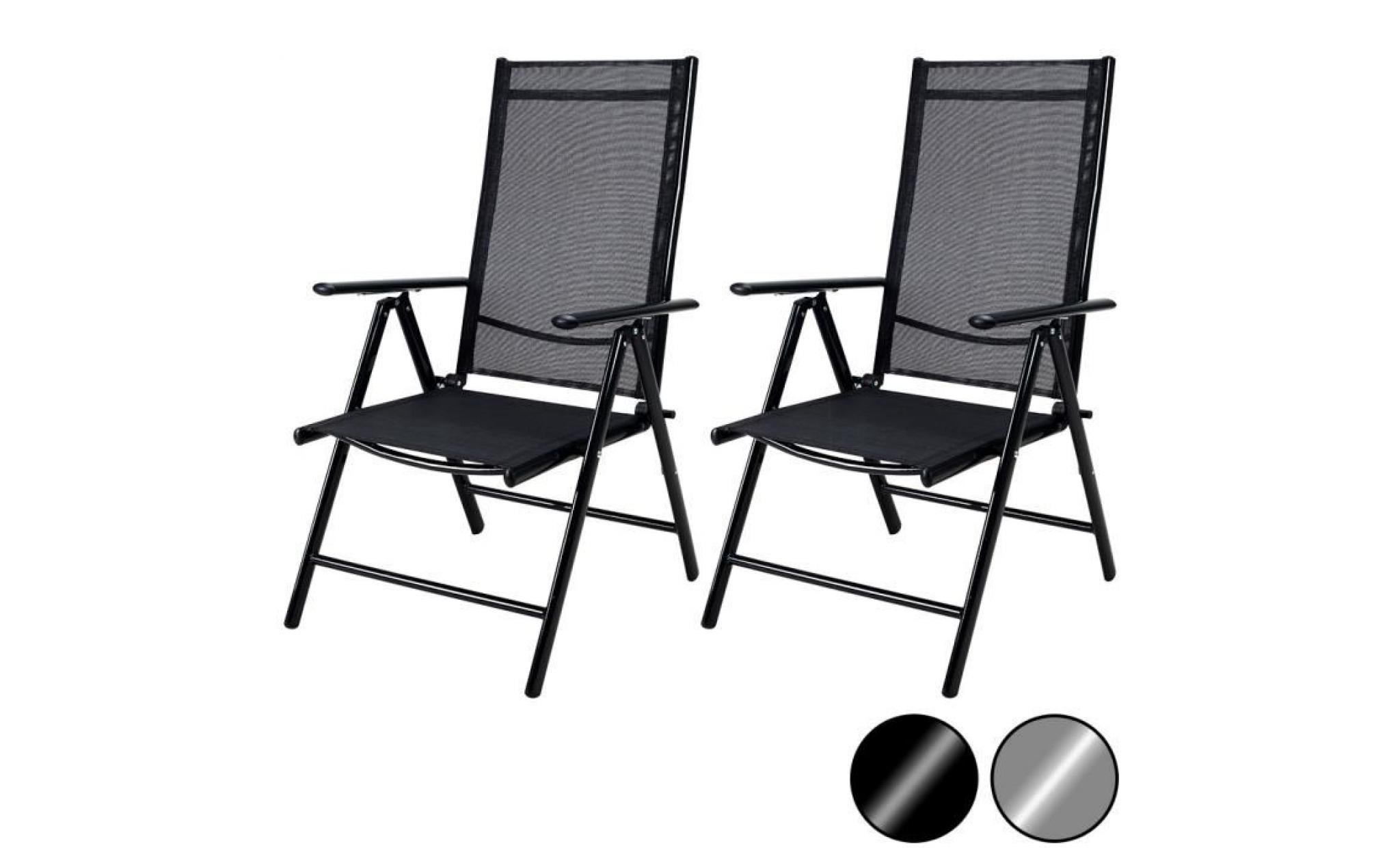 set de 2 chaises en aluminium avec dossier haut réglable   bern   chaise fauteuil de jardin