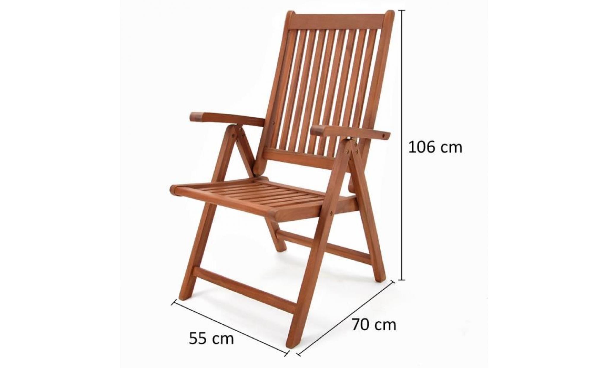set de 2 chaises pliantes vanamo en bois d'eucalyptus chaise de jardin pliable pas cher
