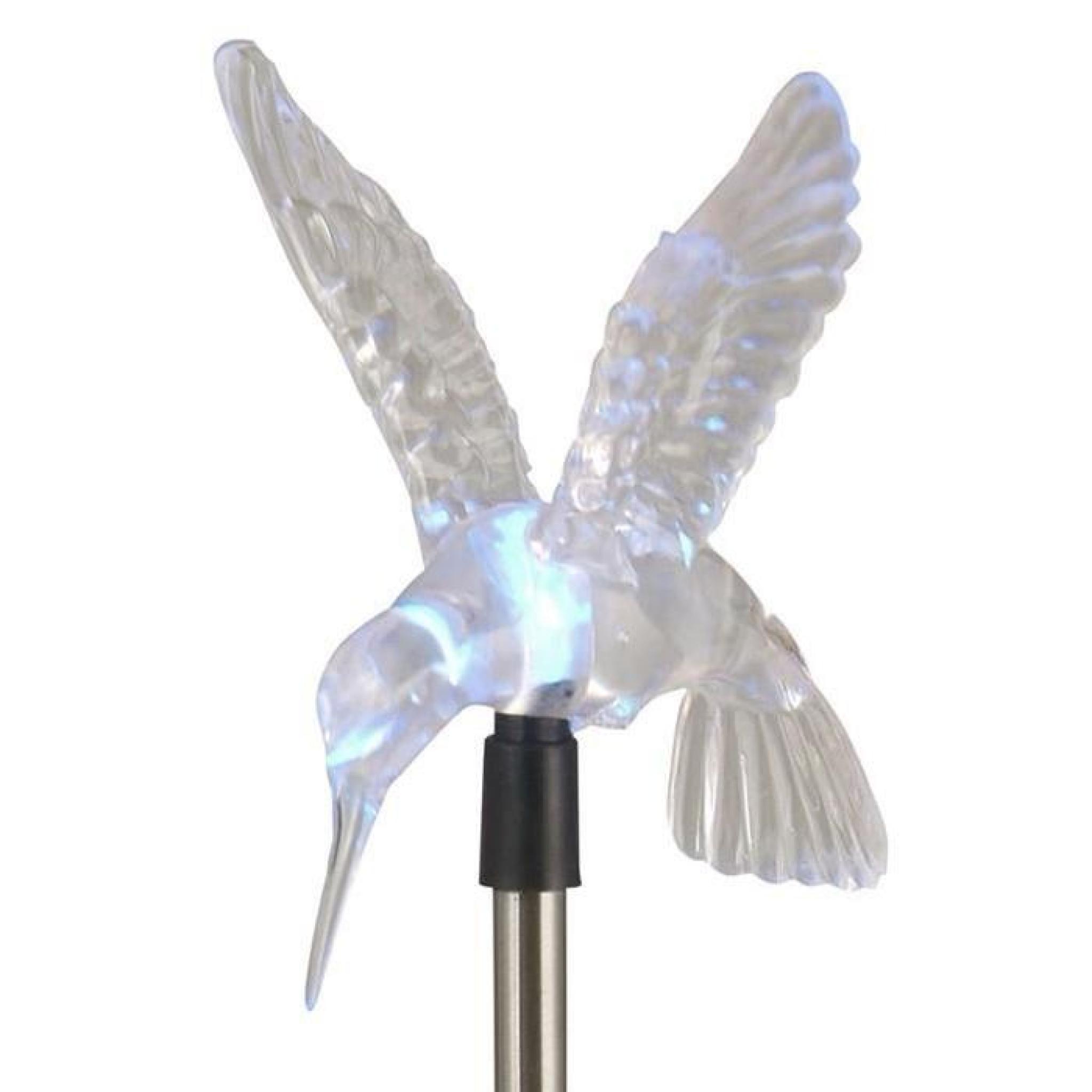 Set de 3 luminaires solaires LED colibri changeur couleur jardin terrasse extérieur IP44 pas cher