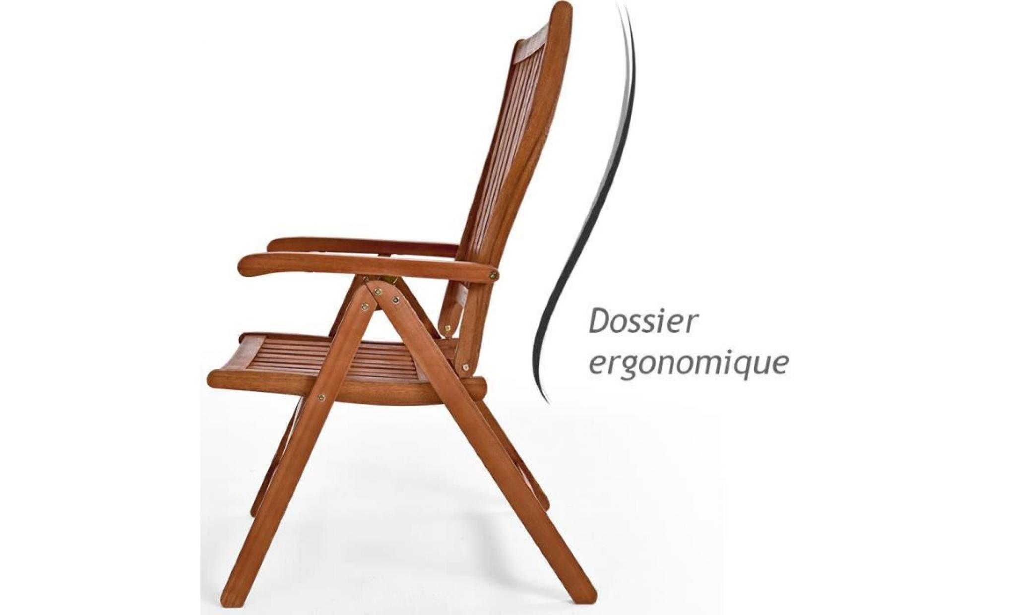 set de 4 chaises pliantes vanamo en bois d'eucalyptus chaise de jardin fauteuil de jardin pliable pas cher