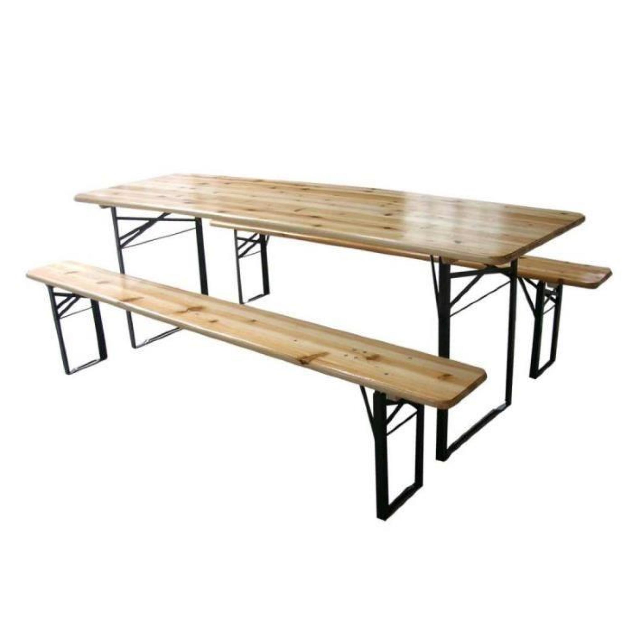 Ensemble table et banc en bois pique nique brasserie 180 cm pas cher