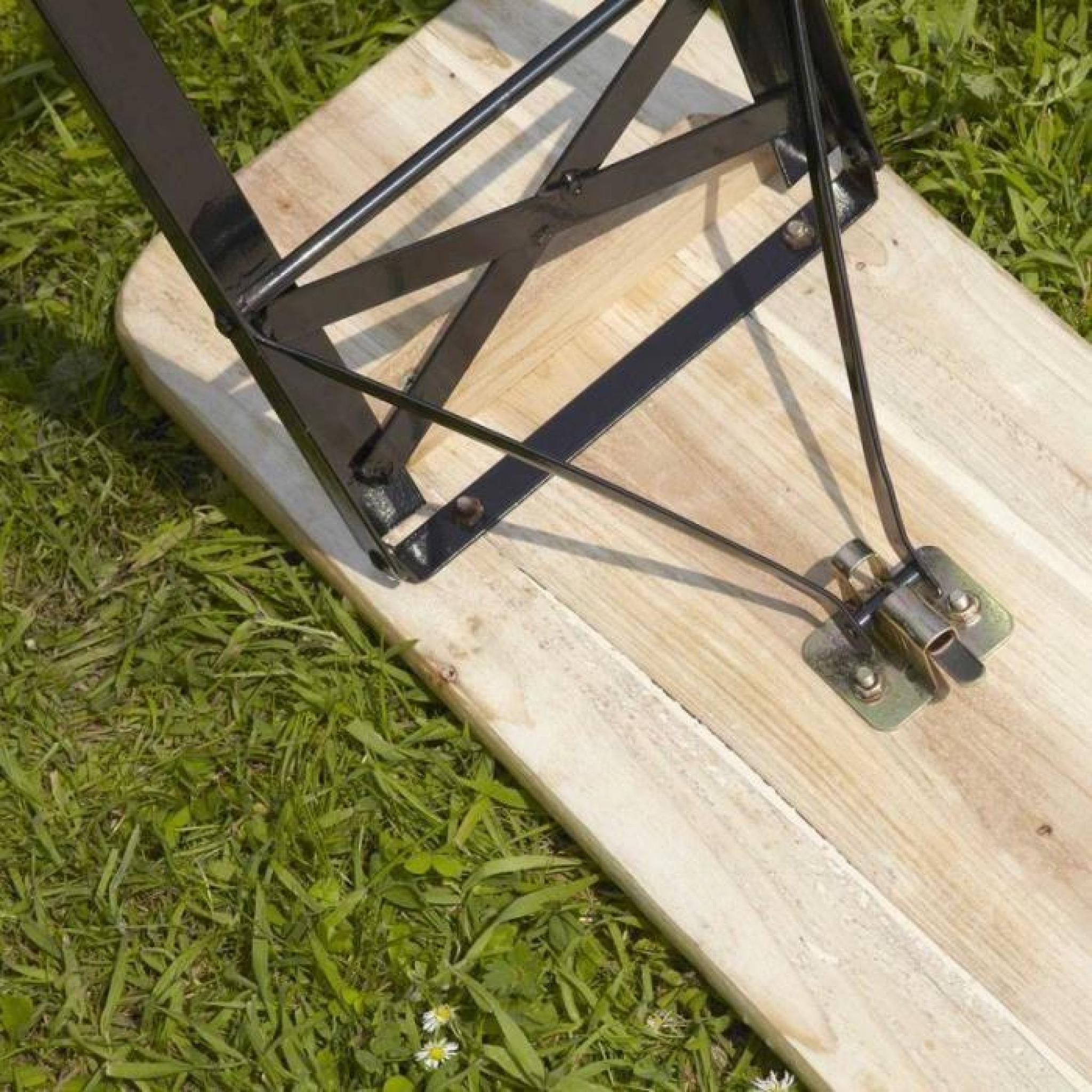 Ensemble table et banc pliant bois pique nique 220 cm pas cher