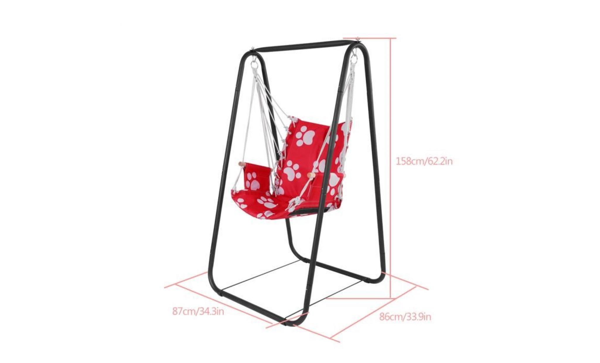 siège de balançoire pour enfant garden yard hamac, siège pivotant intérieur et extérieur avec corde de suspension (rouge) pas cher