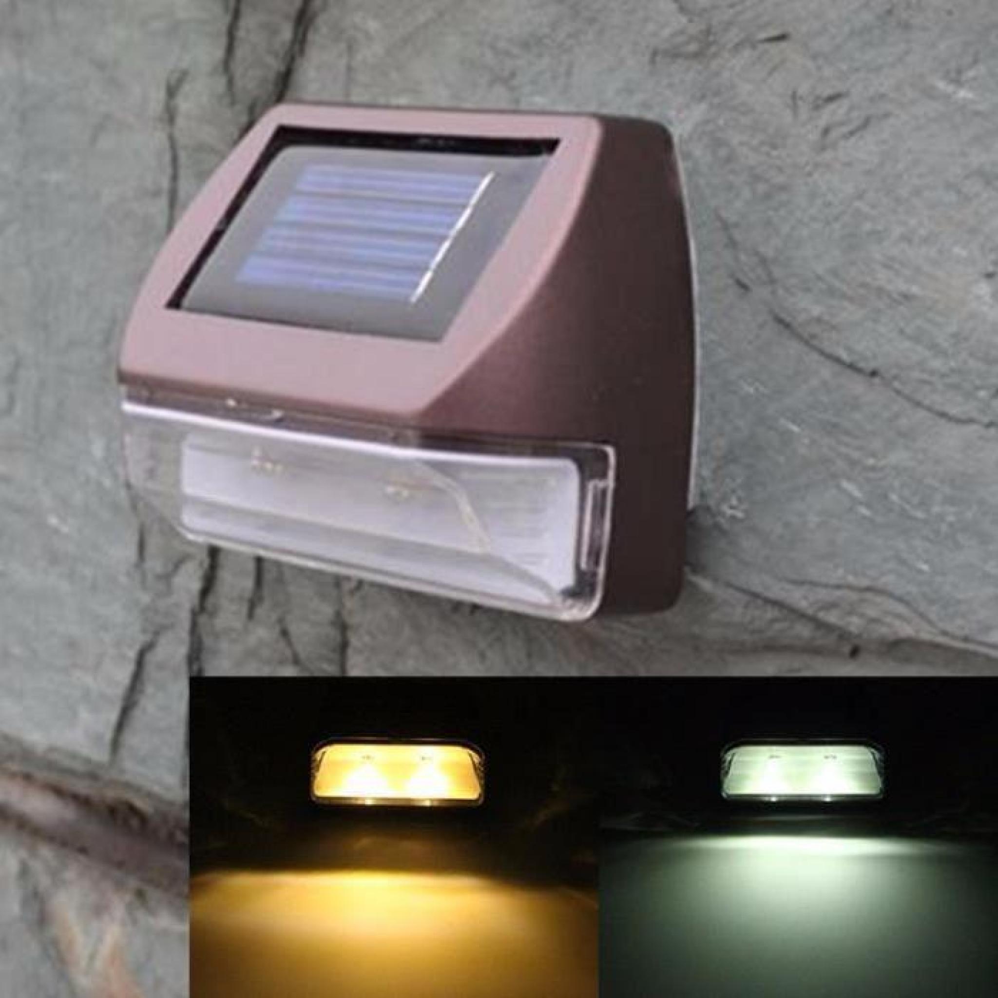 Solaire Lampe Mural 2 LED PIR Etanche IP44 Sensor Détecteur Couloir Cour Jardin Blanc chaud pas cher