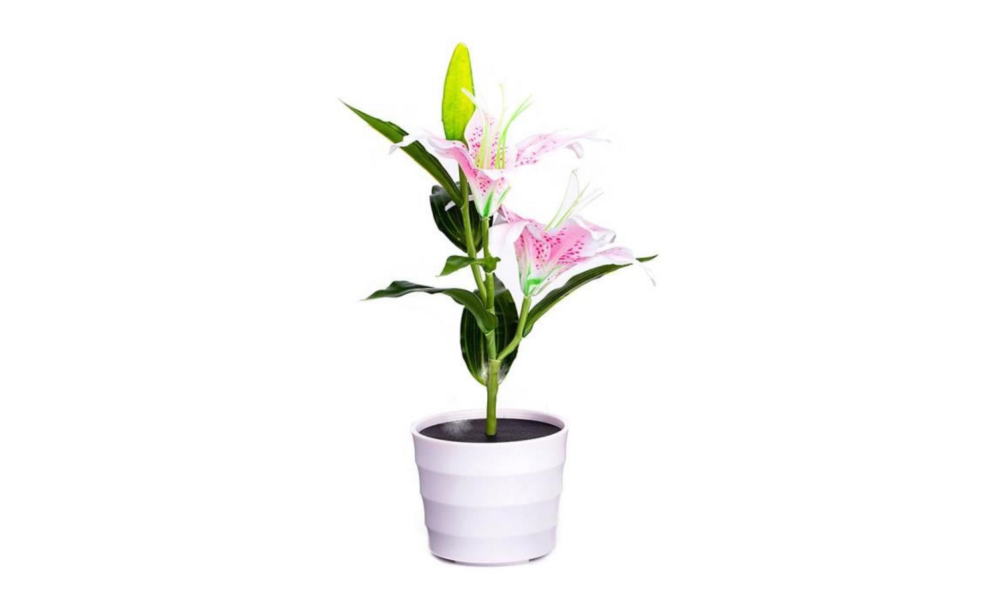 solaire lily flower lumières 2 led artificielle lily flower pot bonsai lampe led li779@ pas cher