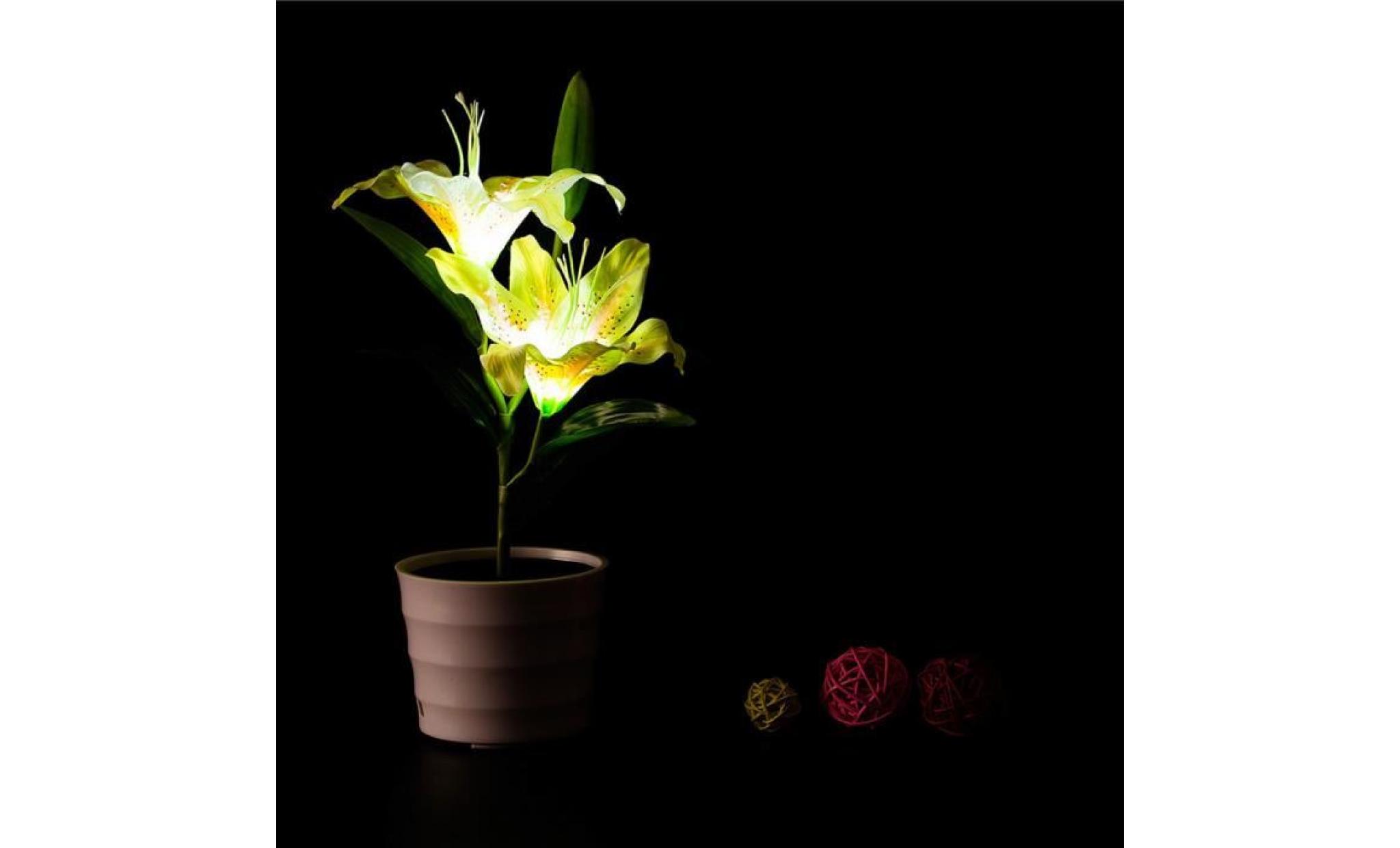 solaire lily flower lumières 2 led artificielle lily flower pot bonsai lampe led li780@ pas cher