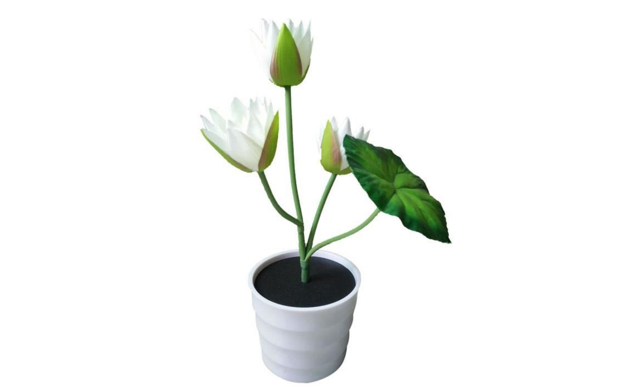 solaire lotus flower 2 lumières led artificielle lily flower pot bonsai lampe led li787@ pas cher