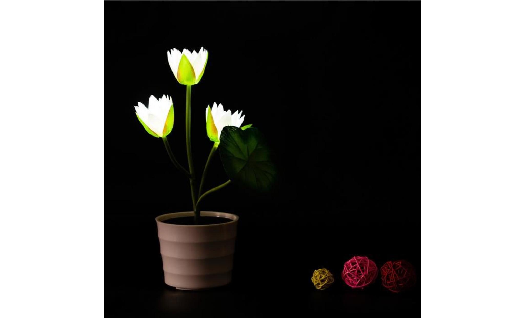 solaire lotus flower 2 lumières led artificielle lily flower pot bonsai lampe led li787@ pas cher