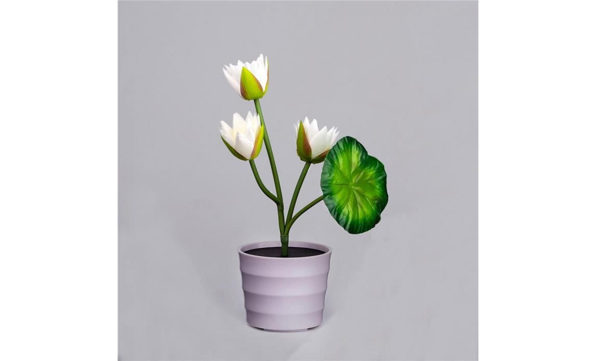 solaire lotus flower 2 lumières led artificielle lily flower pot bonsai lampe led li787798 pas cher