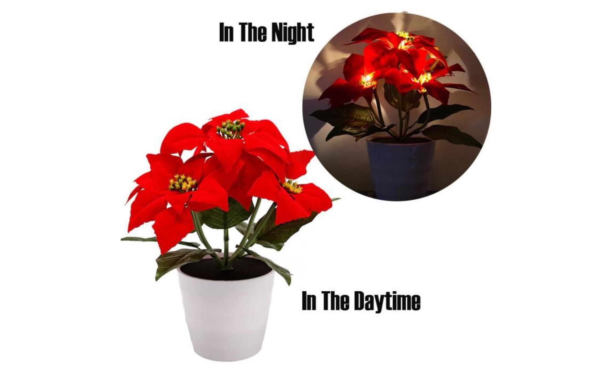 solaire lumières led fleur rouge de noël artificiel fleur bonsai lampe led li791@