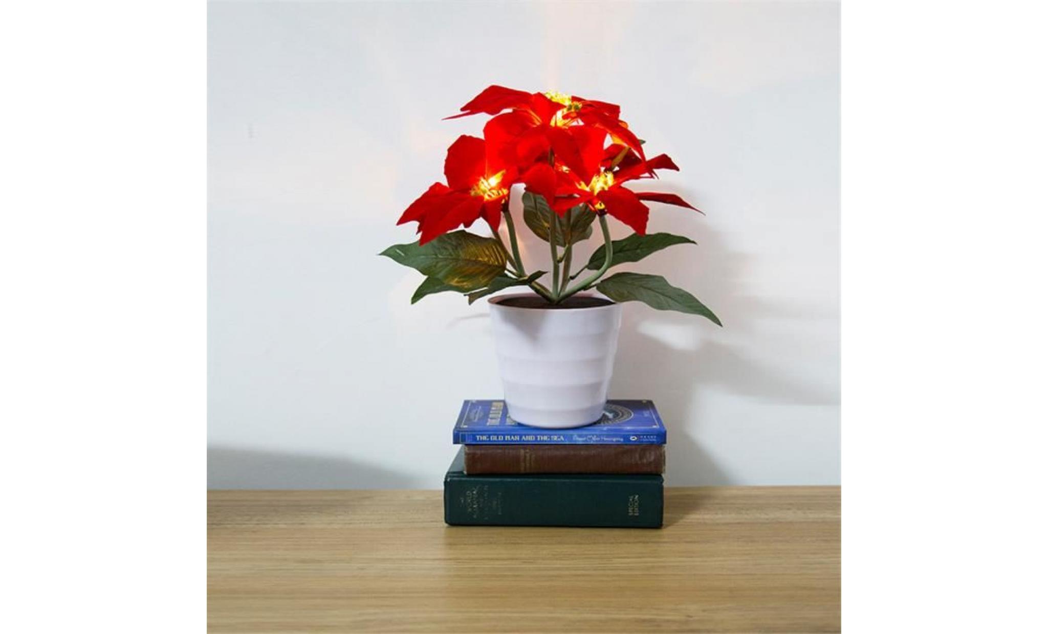 solaire lumières led fleur rouge de noël artificiel fleur bonsai lampe led li791802 pas cher