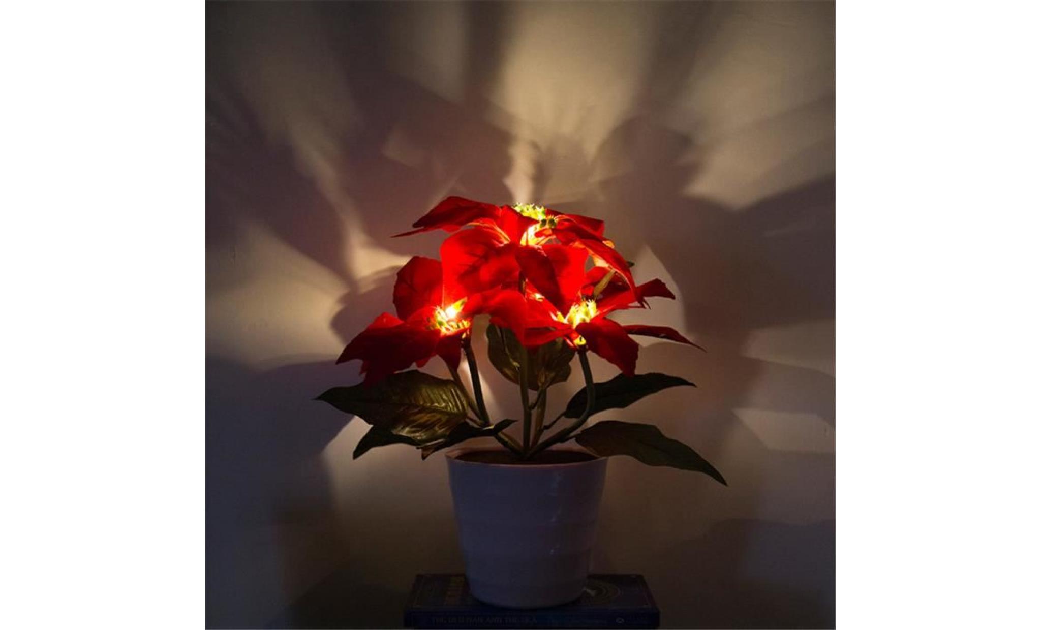 solaire lumières led fleur rouge de noël artificiel fleur bonsai lampe led li791802 pas cher