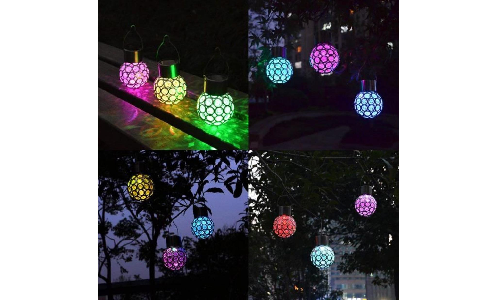 solaire lumières de boule à suspendre d'extérieur ip44，lampe à changement de 7 couleur boule de cristal lumières décoratifs lumière pas cher