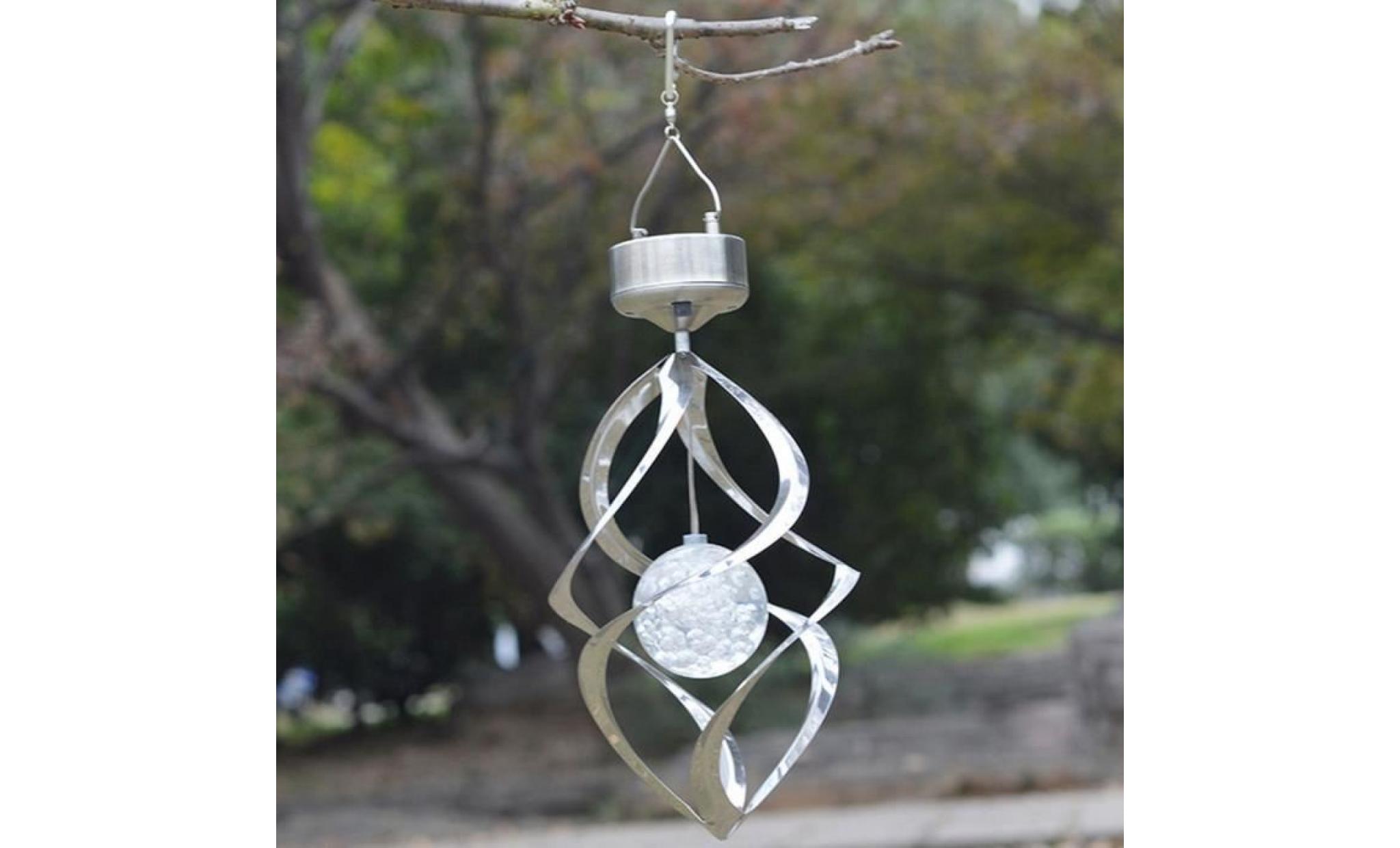 solar powered led wind chimes wind spinner outdoor hanging spiral garden light