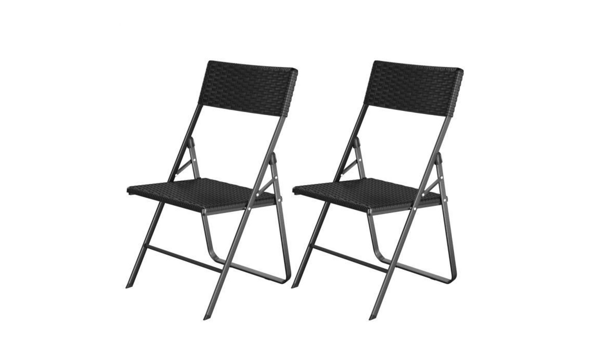 songmics® lot de 2 chaises de jardin pliable stable aspect imitation rotin pour balcon, terrasse, jardin, camping noire gpc02bk